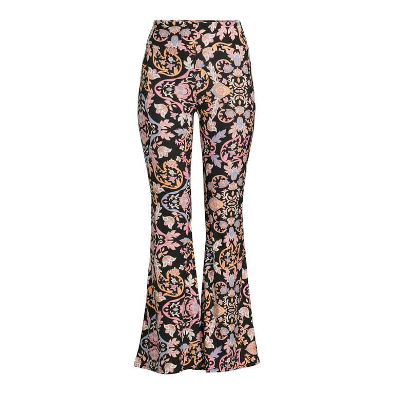 New No Boundaries Floral Paisley Knit Flare Pants Juniors Women Many Sizes
