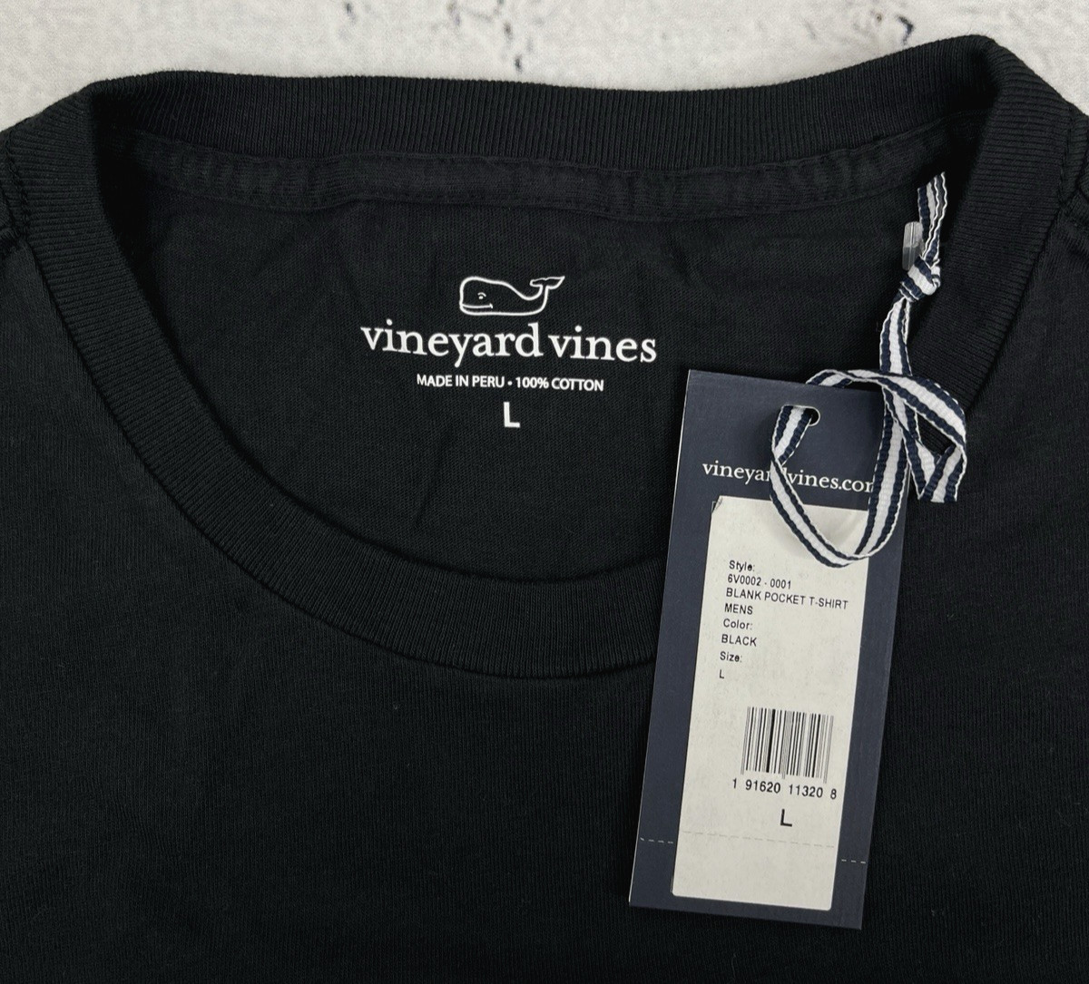 Men’s Vineyard Vines Black T-Shirt with Pocket Size Large (L) – New With Tags