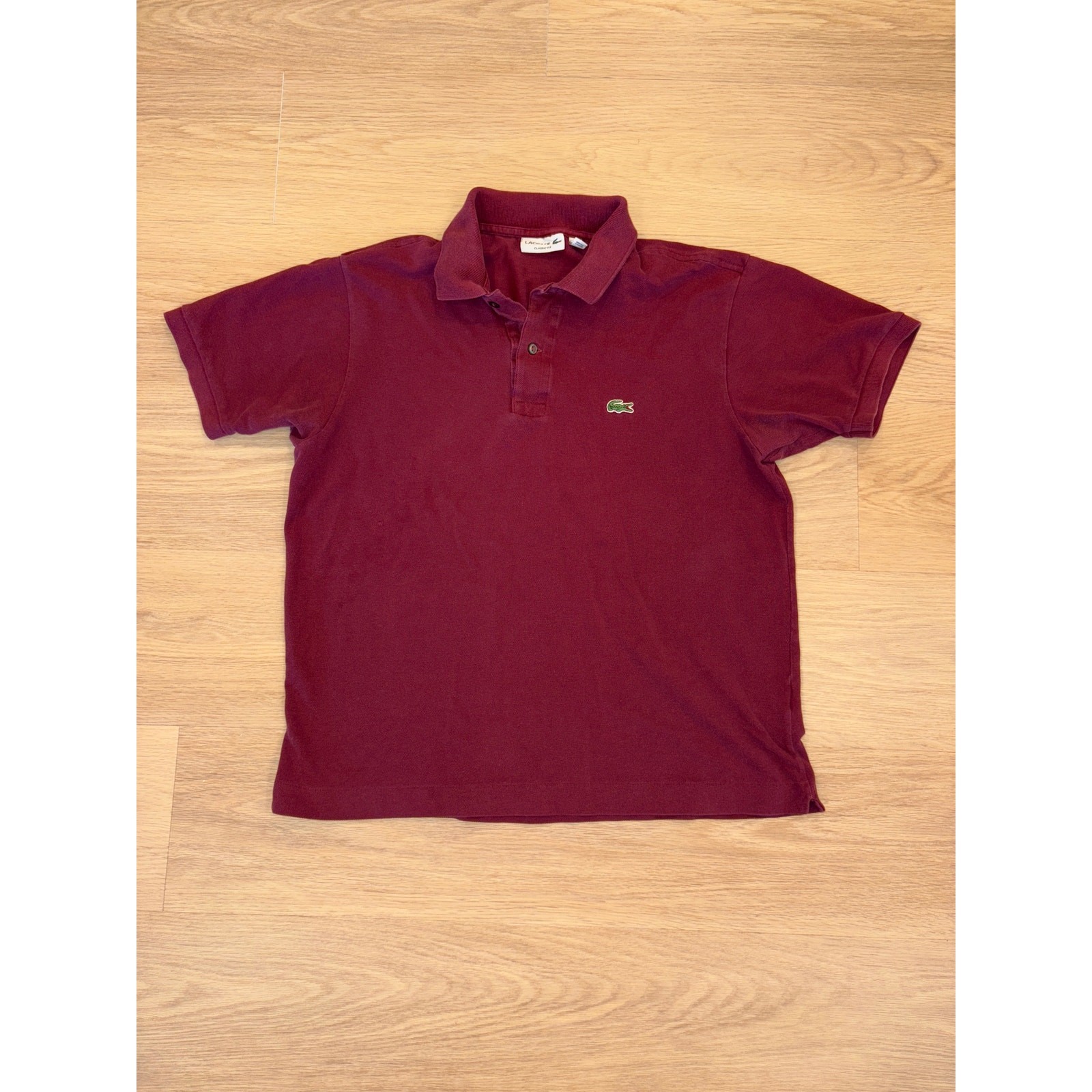 Lacoste short sleeve polo dark red/burgundy mens size large