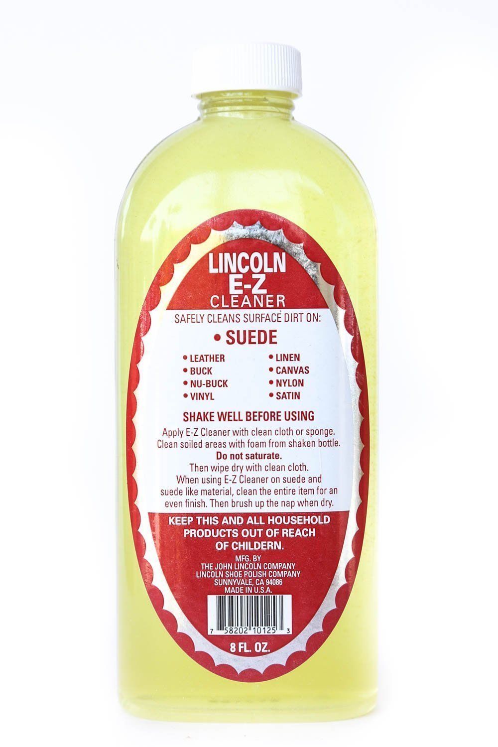 LINCOLN E-Z CLEANER – SUEDE LEATHER VINYL CANVAS & MORE – 8 fl.oz