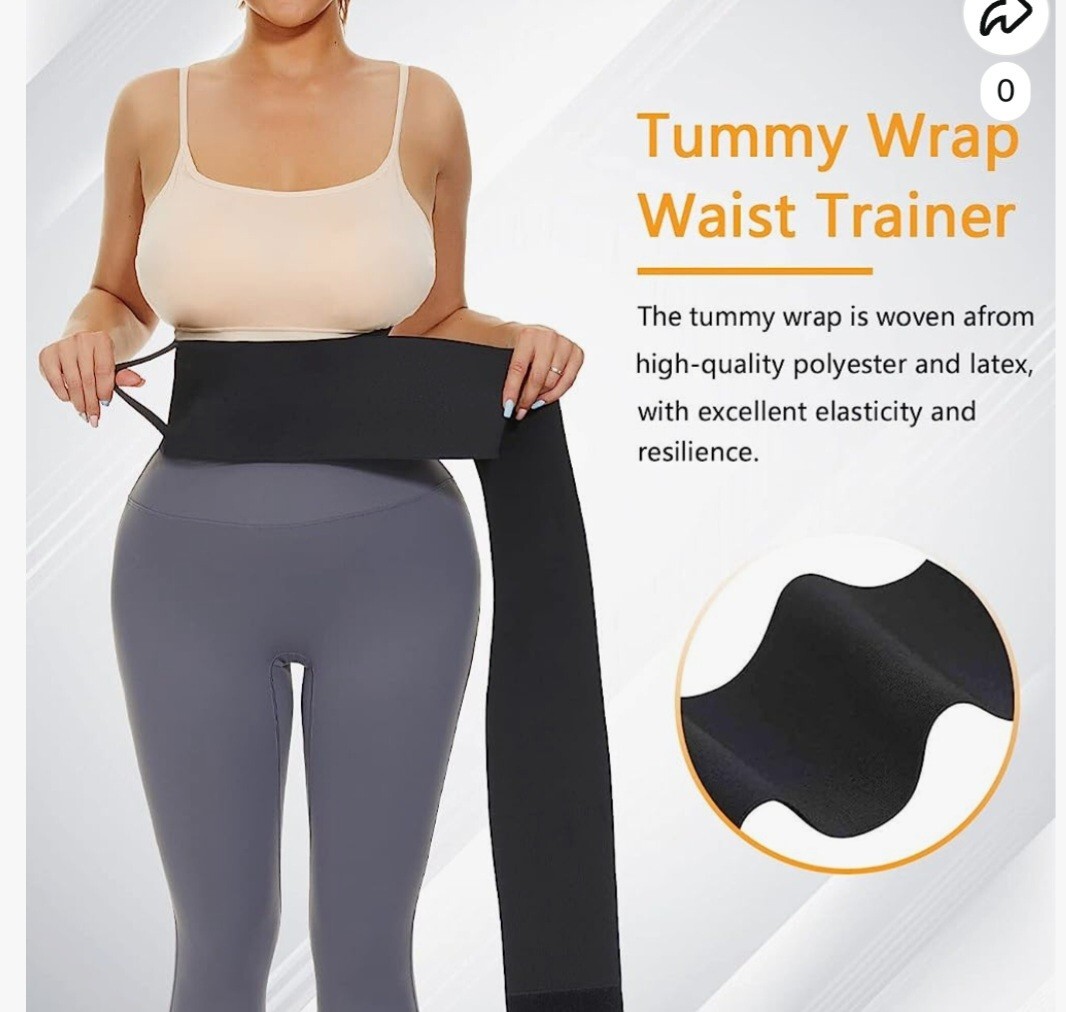 Makihara Waist Cinchers Wrap, Bandage, Black, L 157.5 Inches W 5.1 Inches