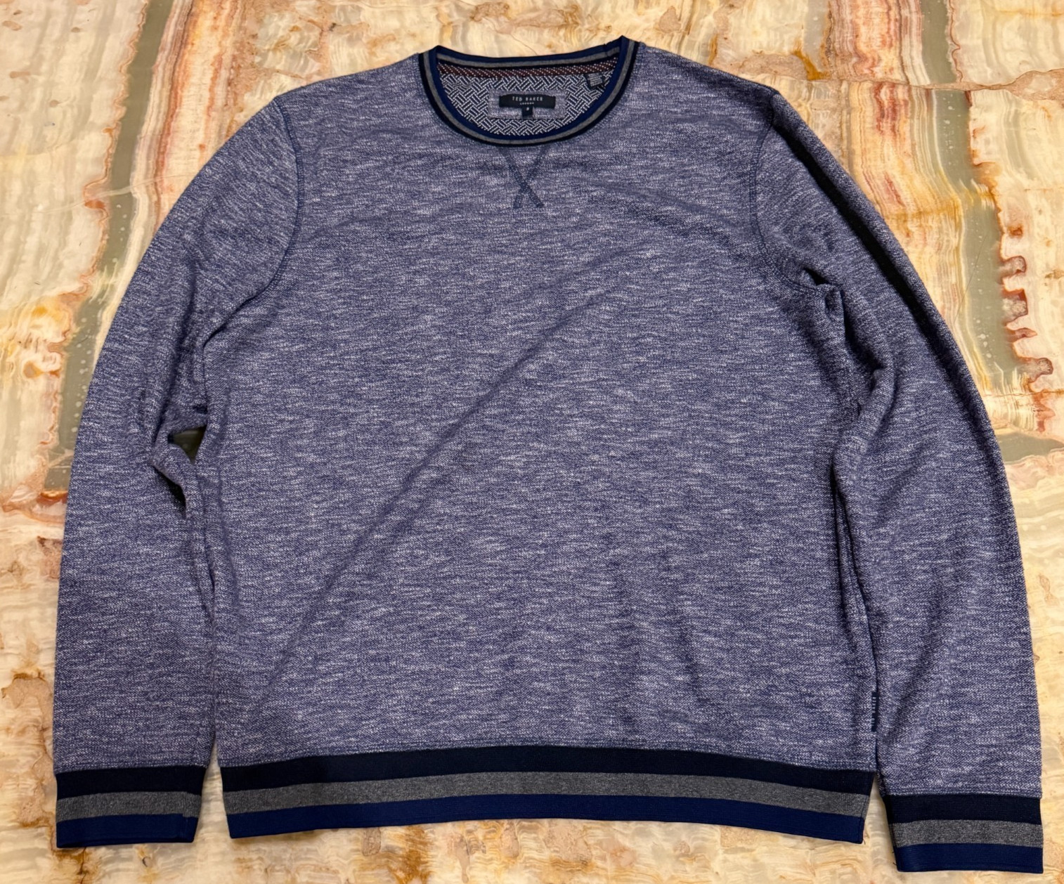 Ted Baker Mens Slater Jumper Pullover Sweater Navy Crew Neck Long Sleeve Size 5