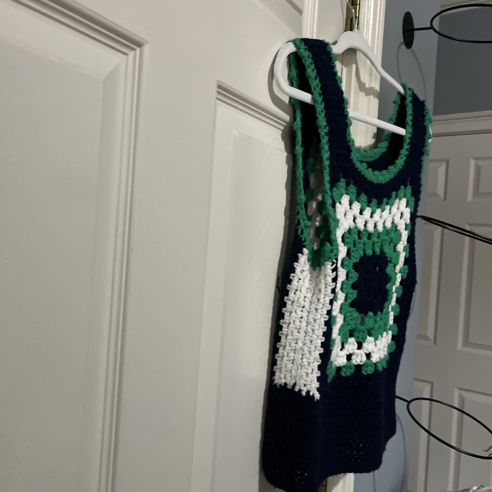 Handmade Crochet Tank Green/Blue/White Top Hand Wash Only Size Medium Women’s M