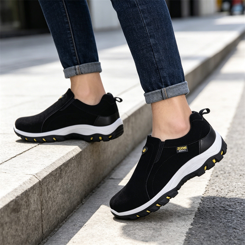 Men Lightweight Slip On Hiking Shoes Non-Slip Comfort Walking Sneakers