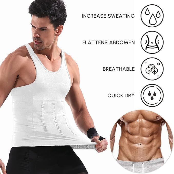 Mens Slimming Body Shaper Belly Chest Compression Vest Girdle T-Shirt / Tank Top
