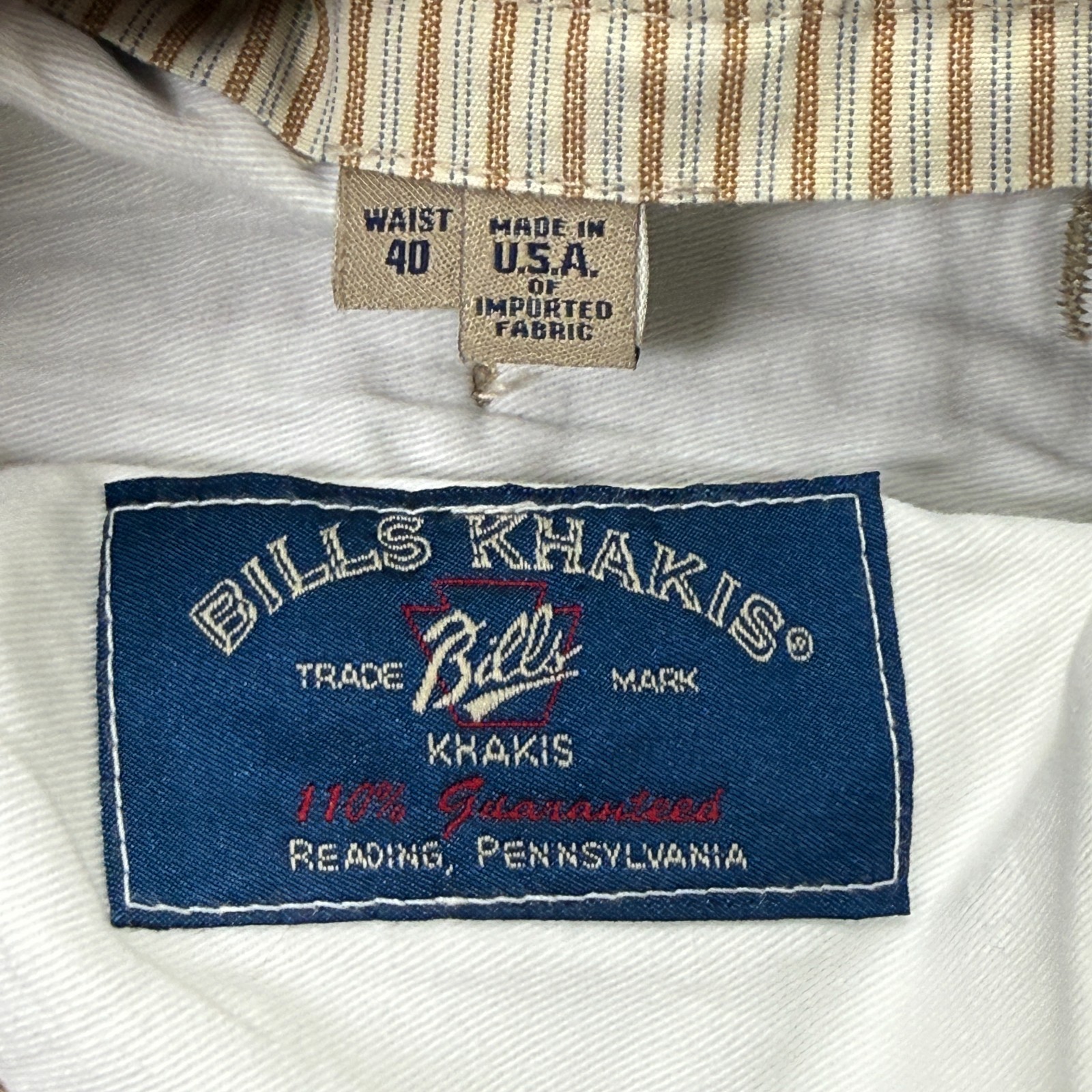Bill’s Khakis Pants Men 40 x 30 Beige Khaki Classic Fit M2 Flat Front