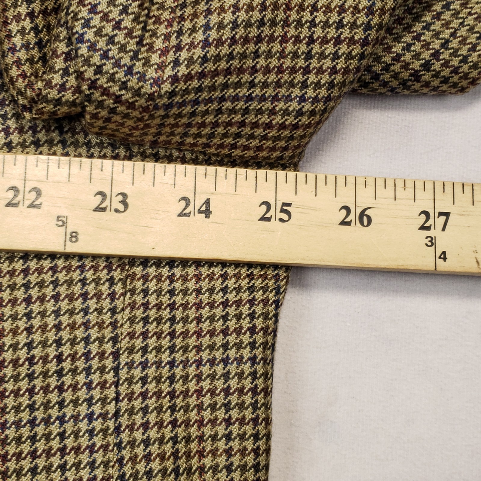 Chaps 100% Silk Sport Coat Mens 48R Houndstooth Two Button Single Vented Blazer