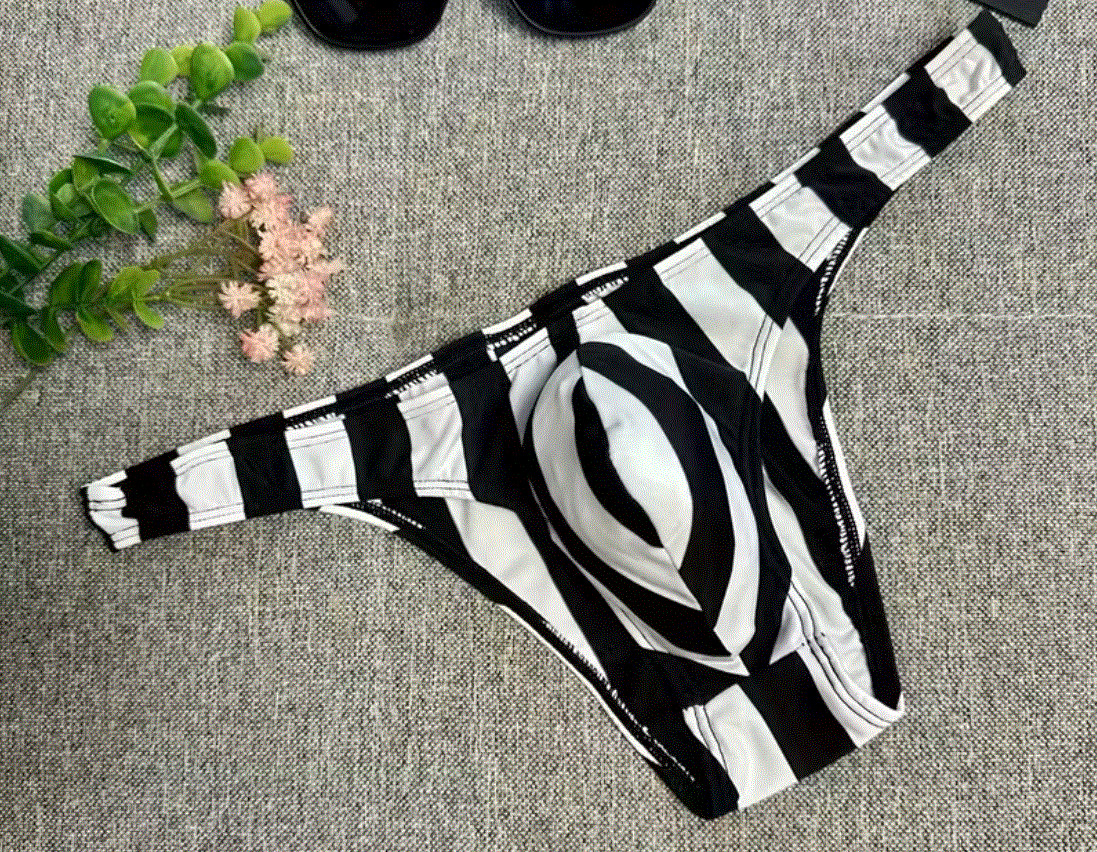 New Men’s Sexy White & Black Brazilian Cut Brief w/Enhancing Contoured Pouch-Gay