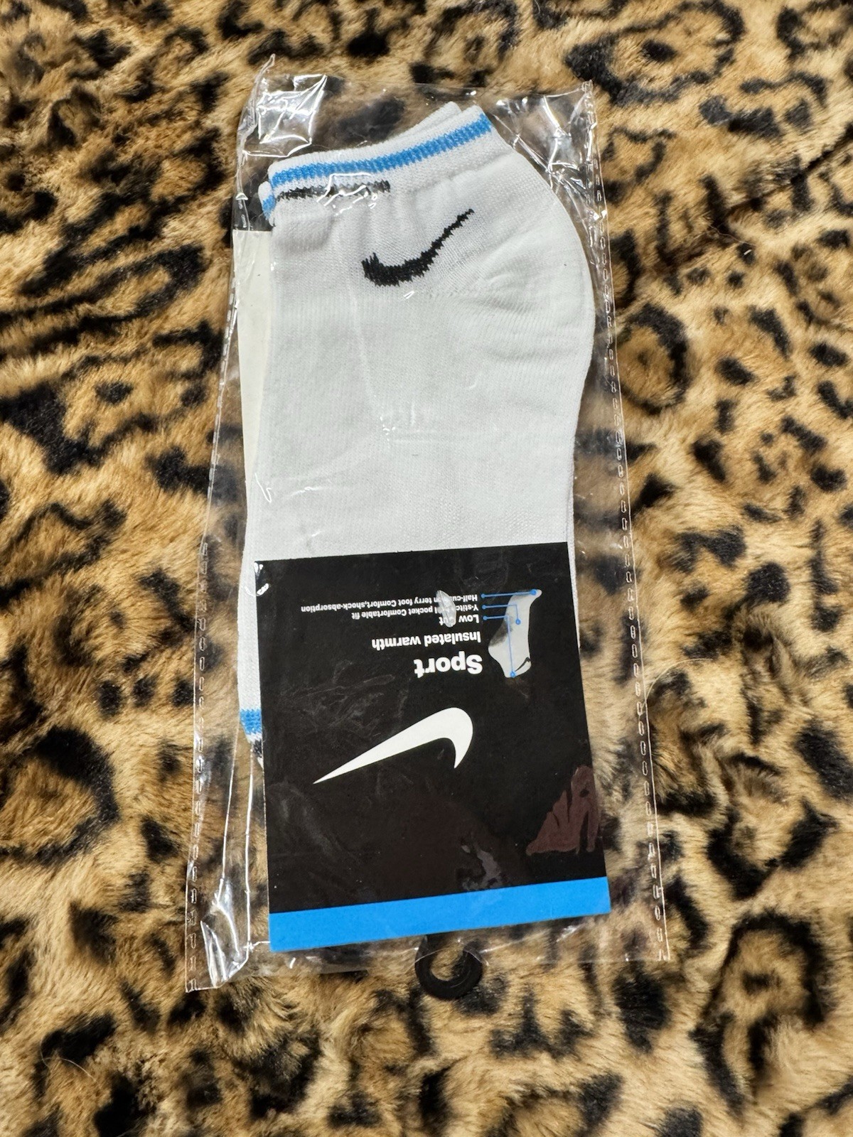 Nike Low Cut Athletic Socks Men’s M White/Blue Logo Lightweight 1 Pair