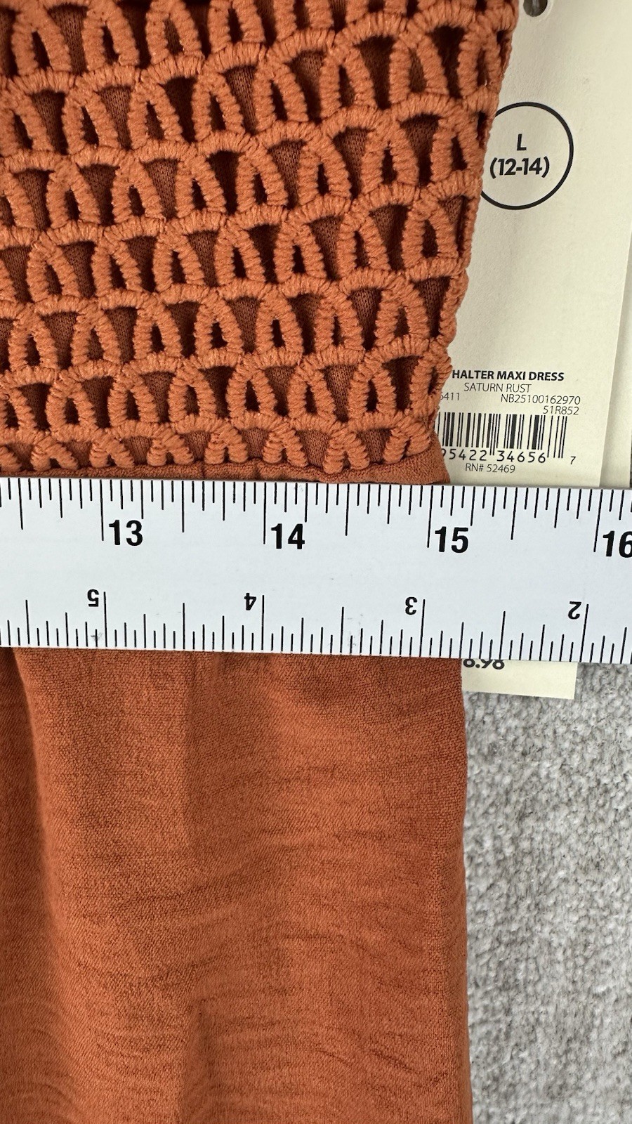 No Boundaries Maxi Dress Womens L (12-14) Saturn Rust Strapless NWT Burnt Orange