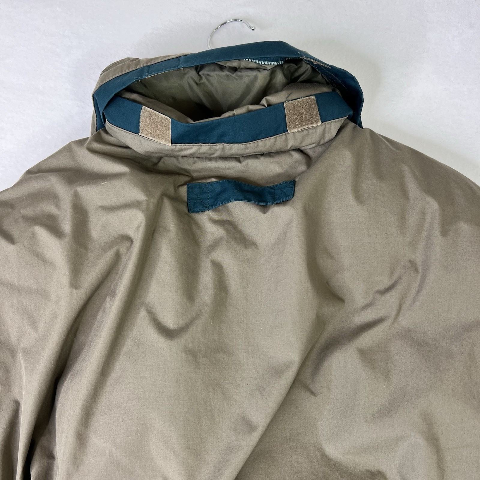 Vintage Members Only Down Jacket Mens Beige Hood Puffer Bomber Goose Down Size L