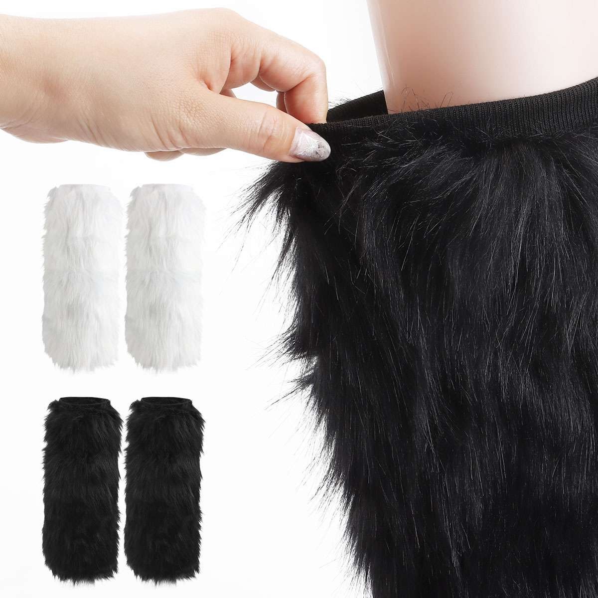 Womens Faux Fur Leg Warmer Boots Socks Fluffies Boot Cover Warming Foot Sleeve