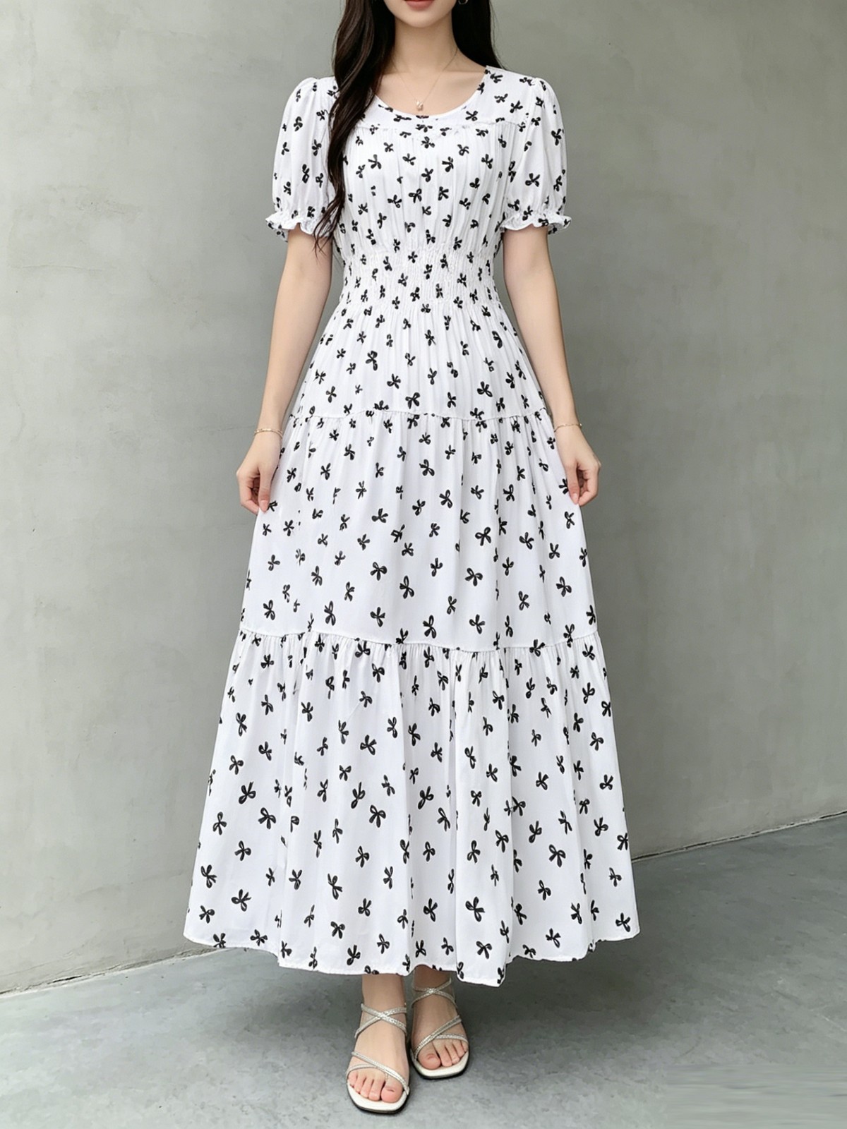 Ladies Elegant Boho Soft Dress Elastic Waist Breathable Fabric All Size Fit