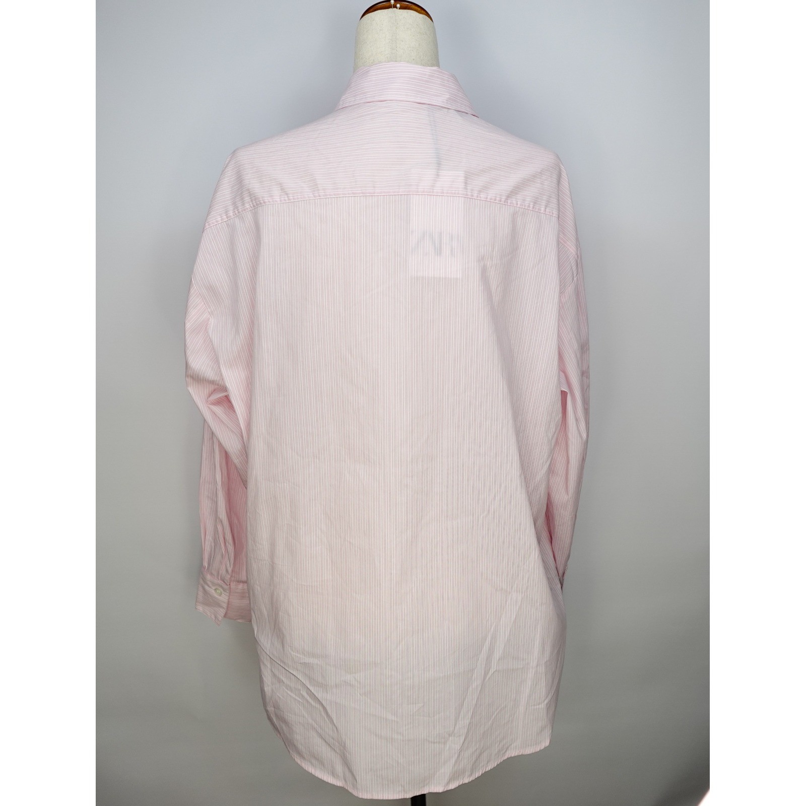 Zara Pink White Striped Oversized Button Up Shirt Long Sleeve Blouse Womens