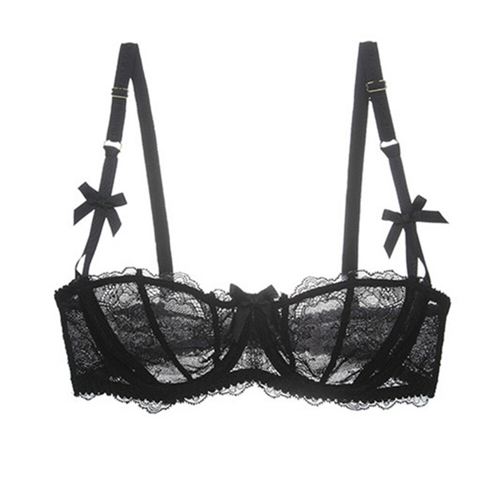 Half cup Sexy Women Bras Perspective Brassiere Lace Sheer Lingerie Underwear BH