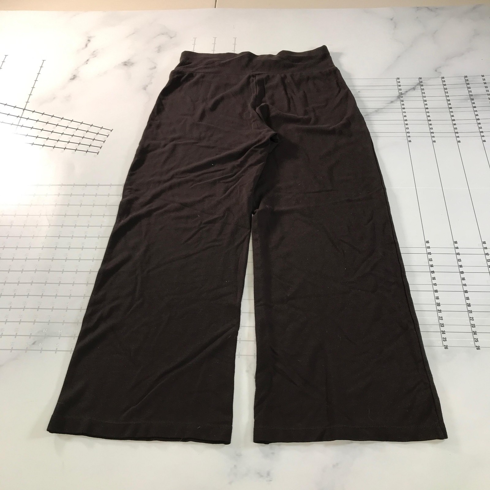 Ronen Chen Dress Pants Womens 3 Brown Knit Cropped Wide Leg Relaxed Pull On