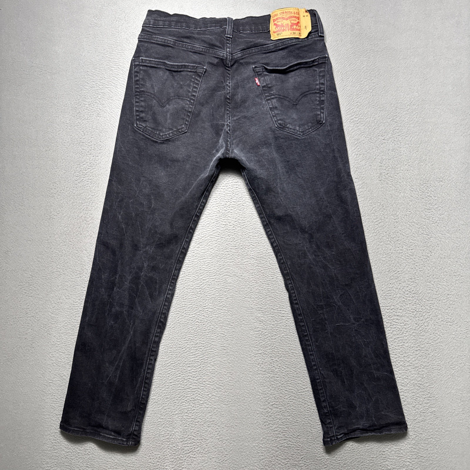 Levis 501 Jeans Men 34×30 (32×29) Black Straight Faded Distressed Gothic Denim