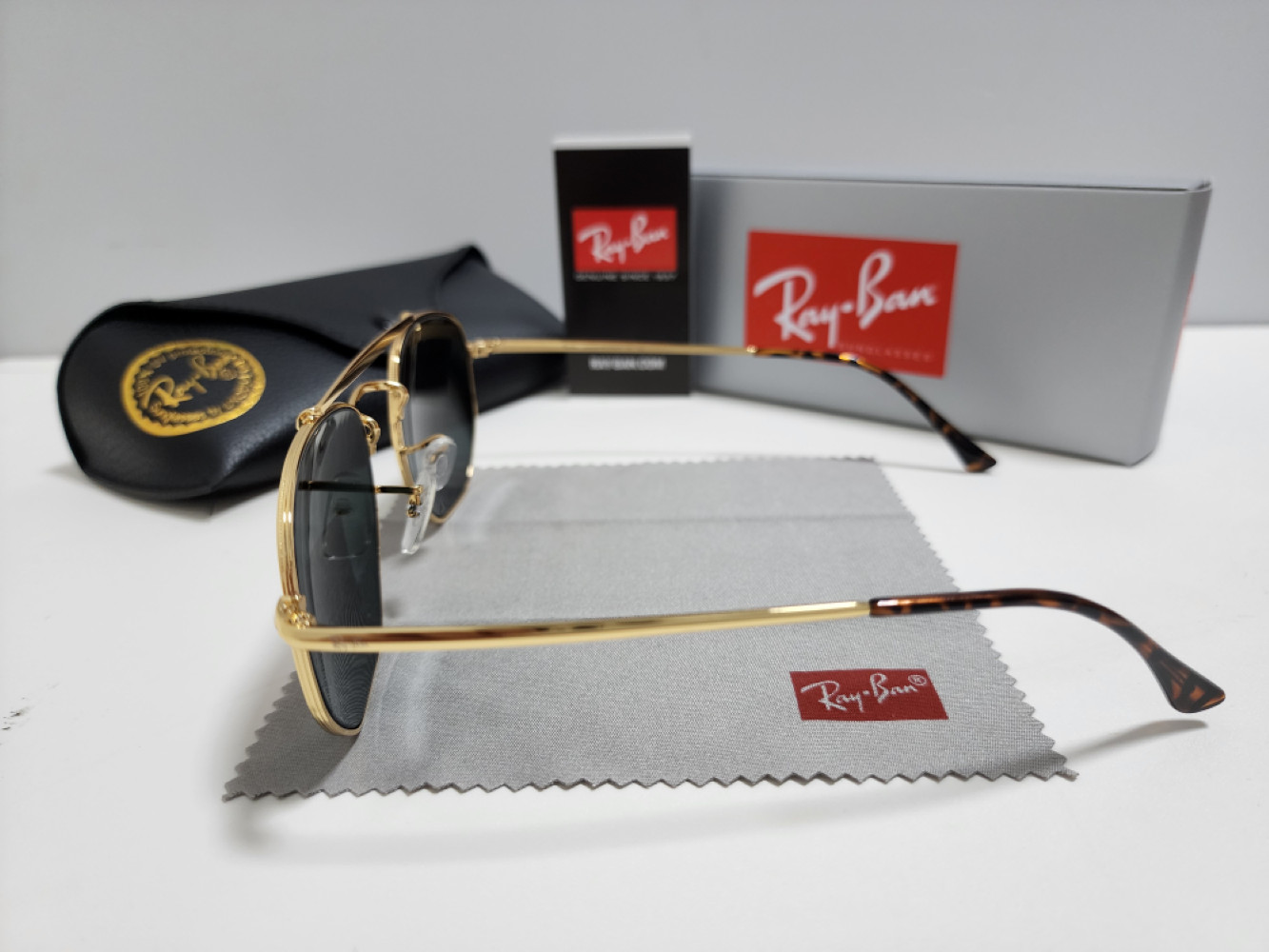 Ray-Ban RB3648 The Marshal Sunglasses Gold Frame Glass Gray Lens 54-21 mm
