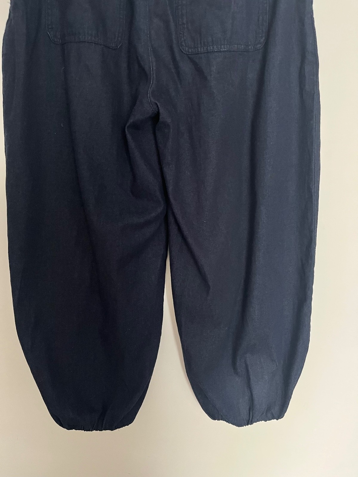 Amisu Dark Blue Barrel Leg Denim Trousers. Size 42.
