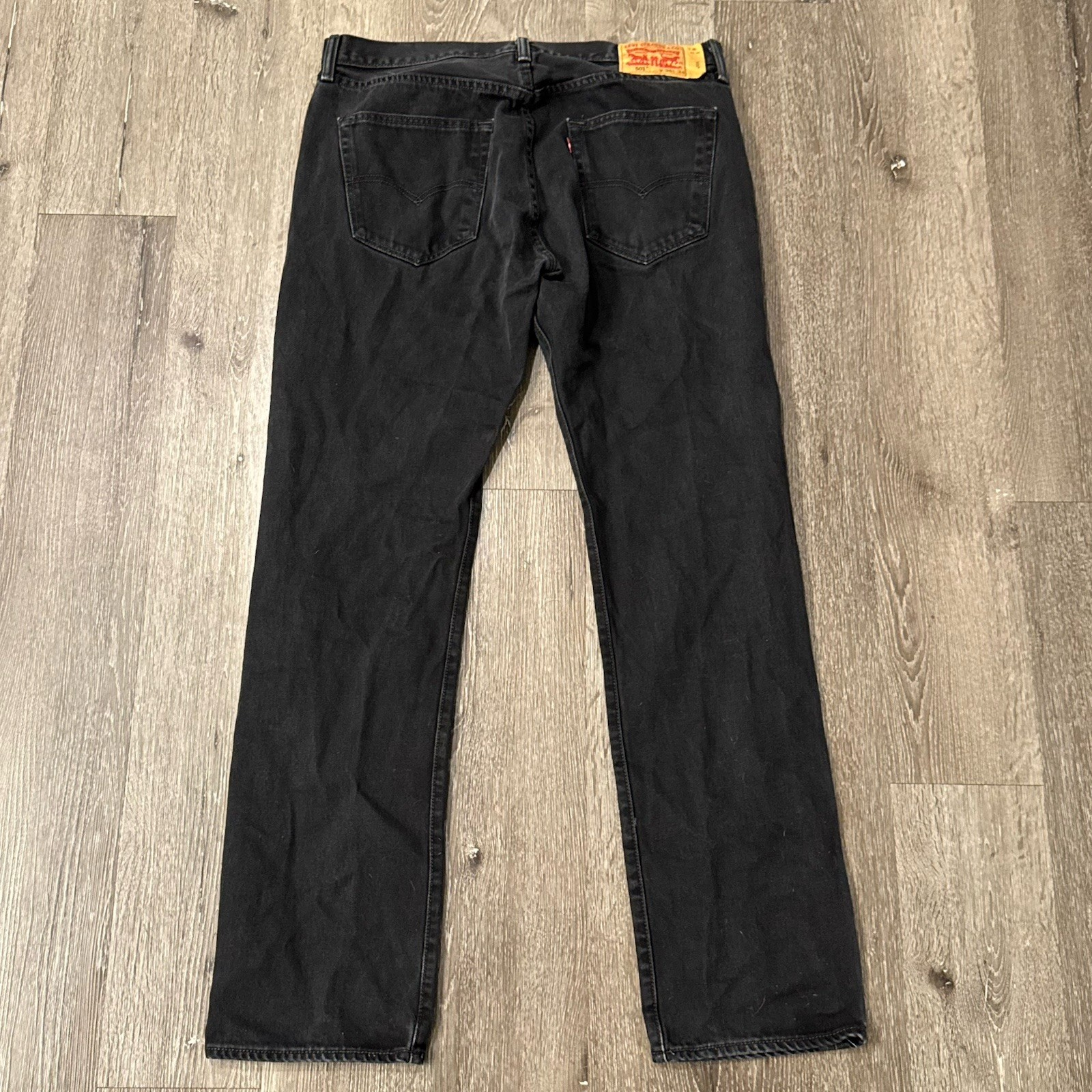 Vintage Levis 501 Jeans Mens 36×34 Button Fly Straight Leg Black Denim Y2K