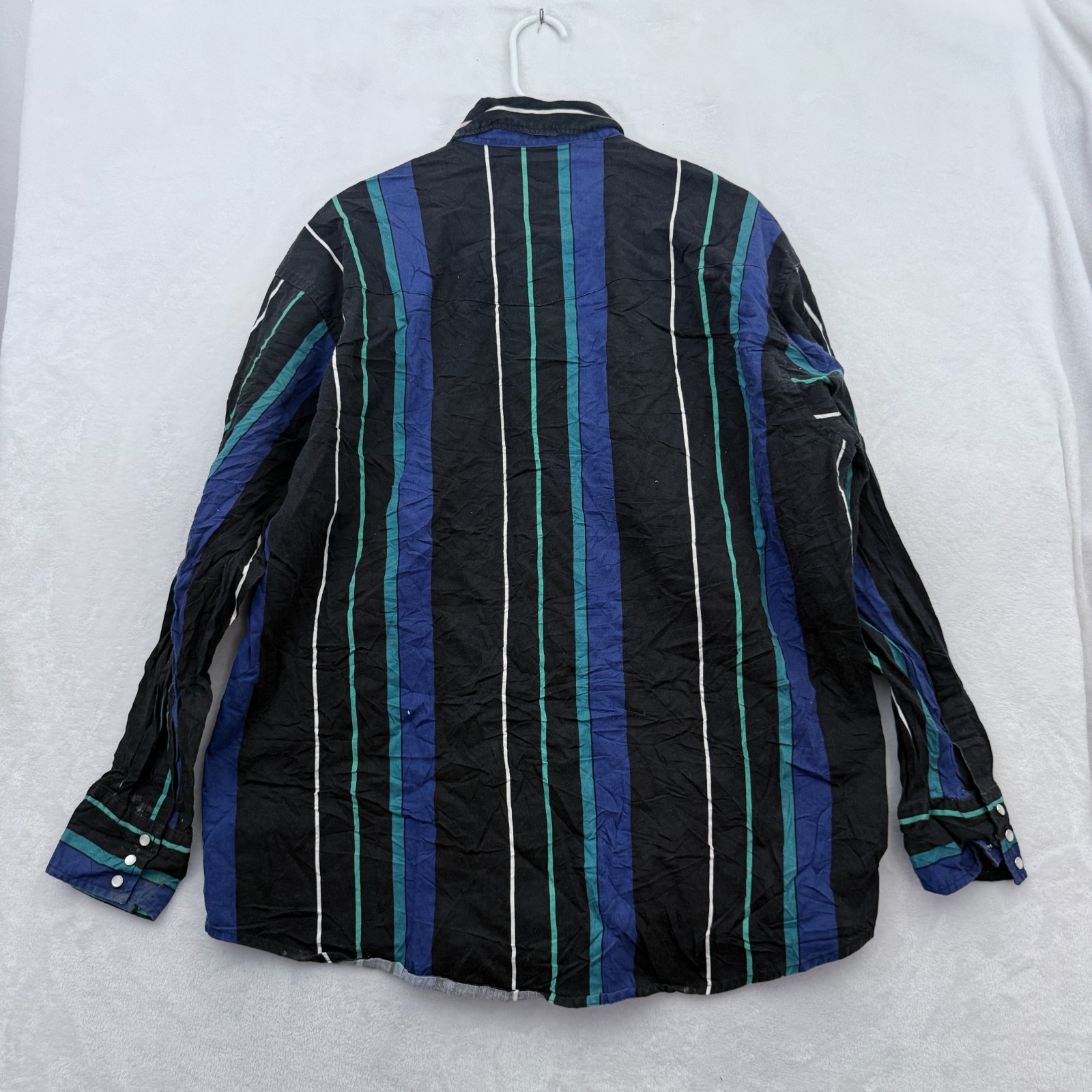 Vintage Rustler by Wrangler Brushpopper Shirt Men XL Stripe Cowboy Rodeo Western