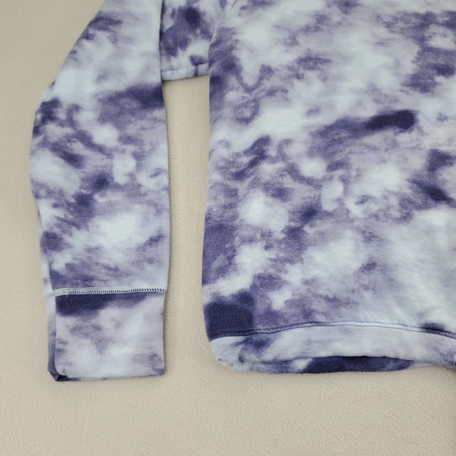 GAP Pullover Sweatshirt Womens M Blue Purple Tie Dye Soft Raglan Drawstring Hem