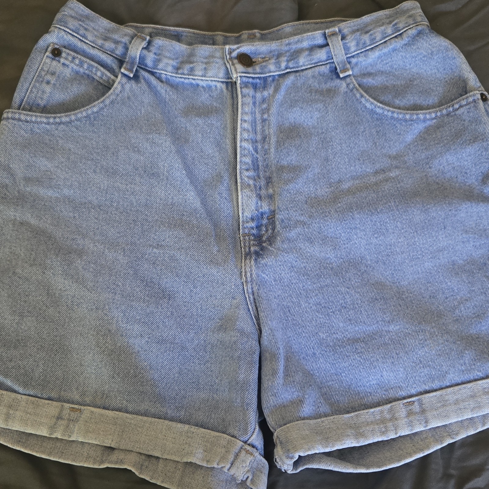 Vintage Gitano Denim Shorts Blue High Waisted Cuffed Size 14