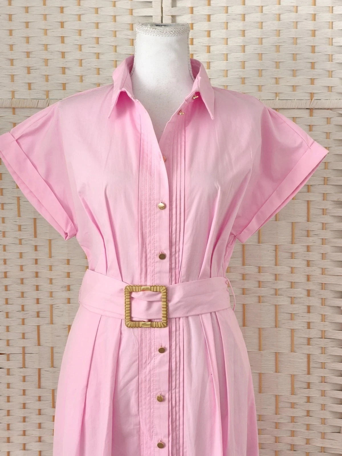 Zara Pink Shirt Belted Midi Dress – Size XS – Ref. 8441/255 – BNWT #B71