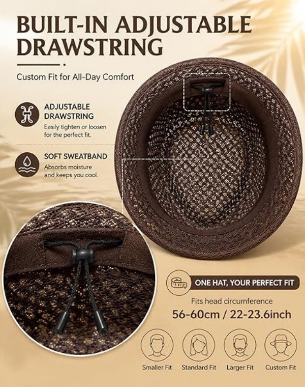 Summer Breathable Mesh Pork Pie Hat for Men