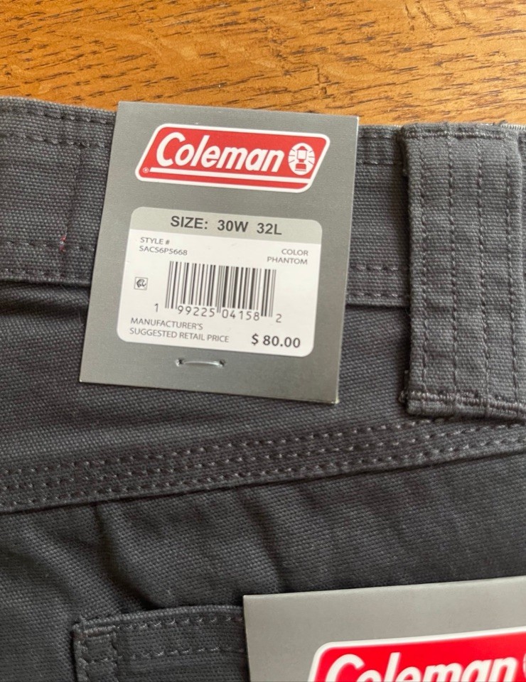 Brand New Lot 2 Men’s Coleman utility pants size 30 x 32 Stretch Tear Resistant
