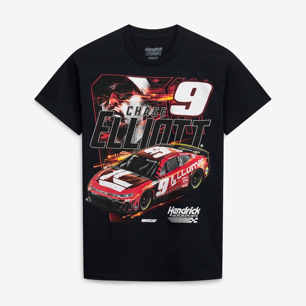Chase Elliott #9 Racing Black Graphic Fan T-Shirt Stock Car Tee