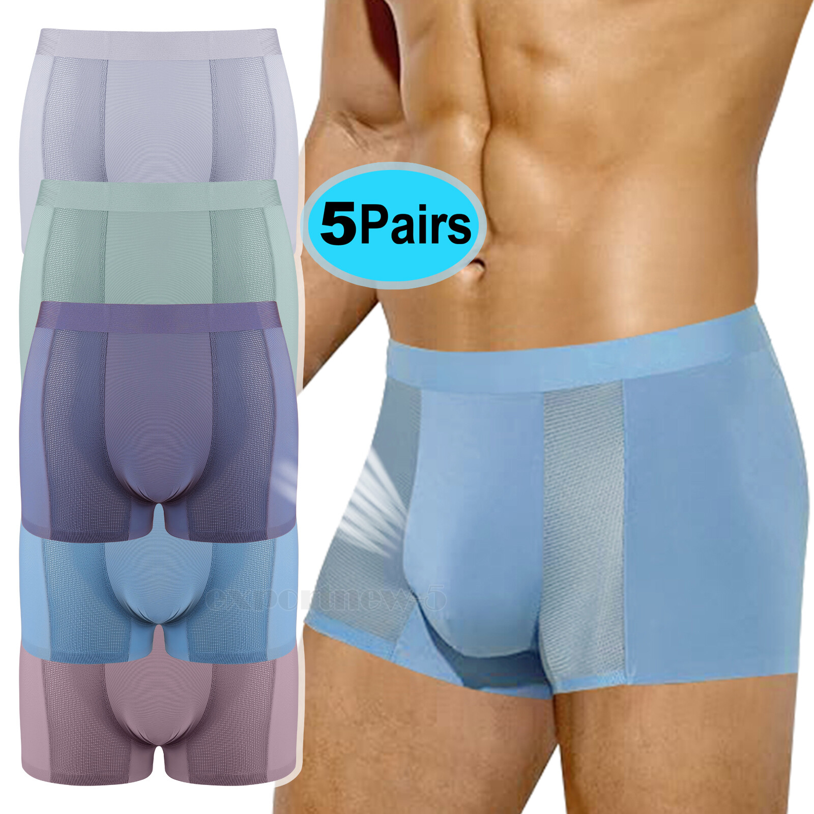 5 Pack Men Underwear Trunks Ball Pouch Bulge Enhancing Micro Modal Boxer Briefs