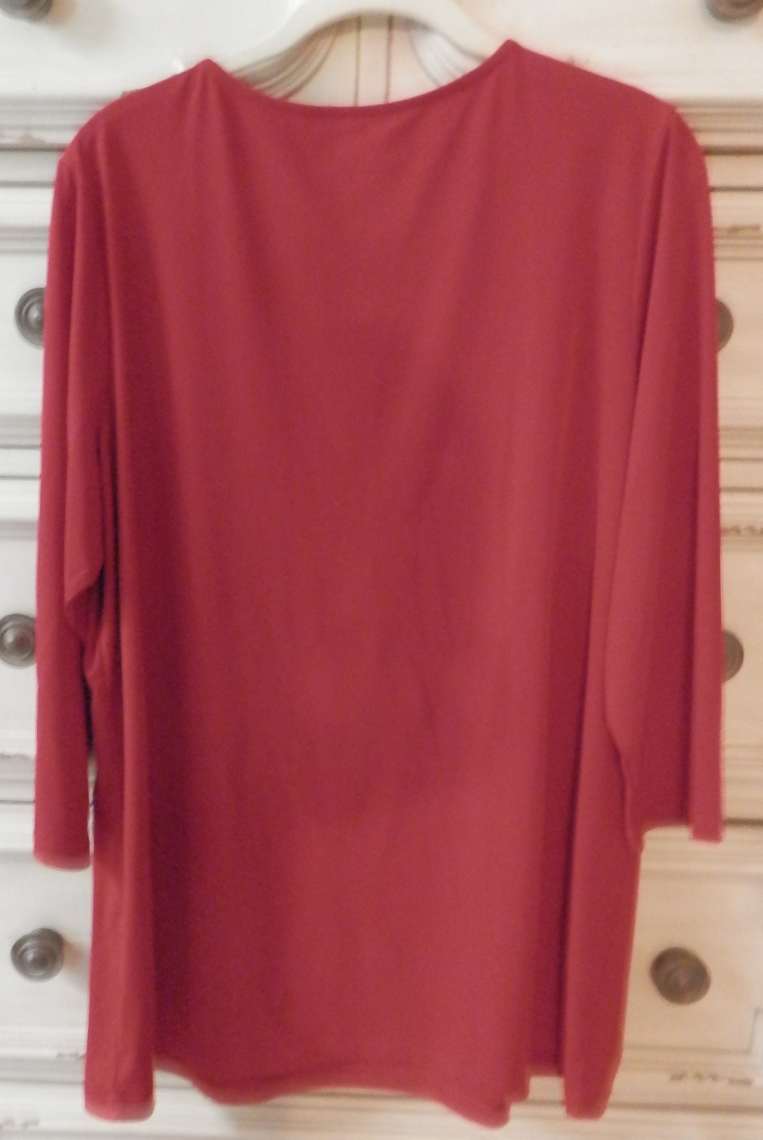 Preowned Susan Graver 1XLRed Liquid Knit 3/4/S Blouse (Gently worn)