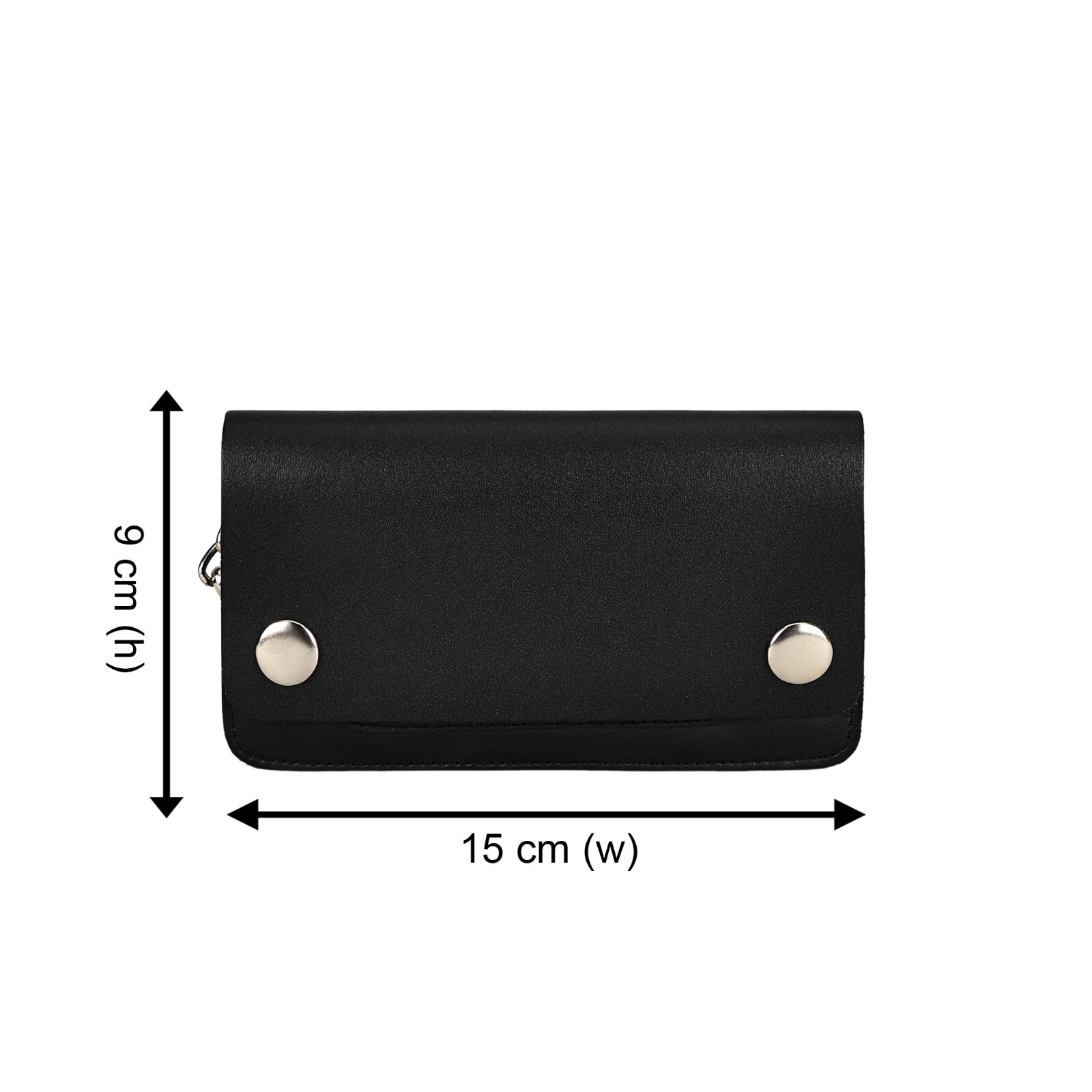 Leatherboss Men Motorcycle Trucker Biker Chain Wallet With Inside Zipper, Black