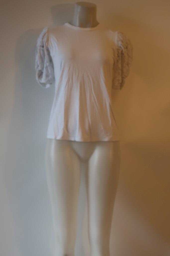 Womens Generation Love White Mixed Media Lace Puff Sleeve Top XS *