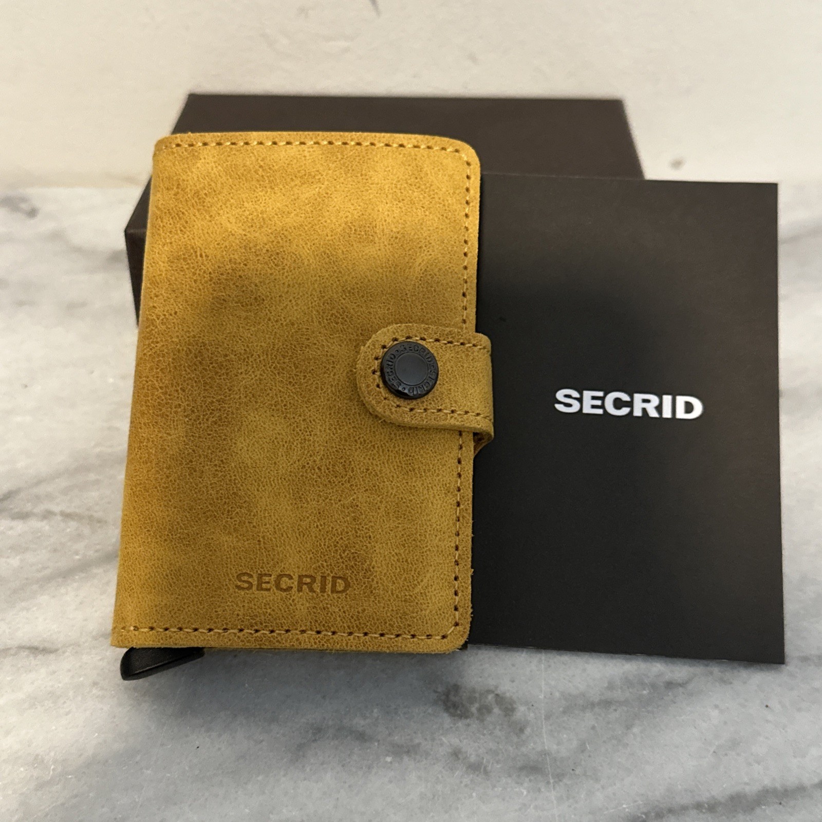 NEW Secrid Mini Wallet Unisex Leather RFID Protected Ocher New In Box NIP