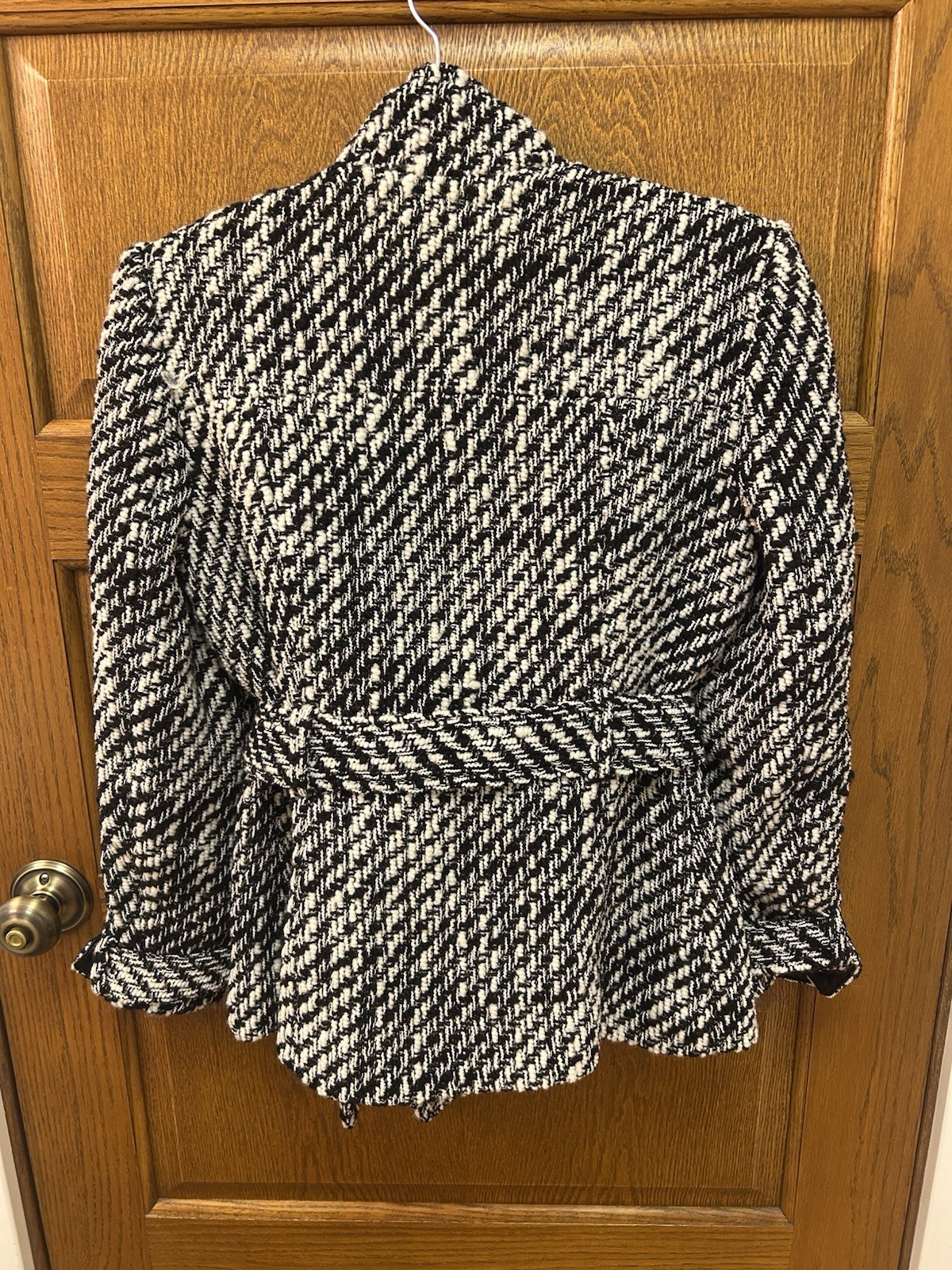 Ted Baker London Women’s White Wool Roseby Belted Wrap Biker Jacket Size 4