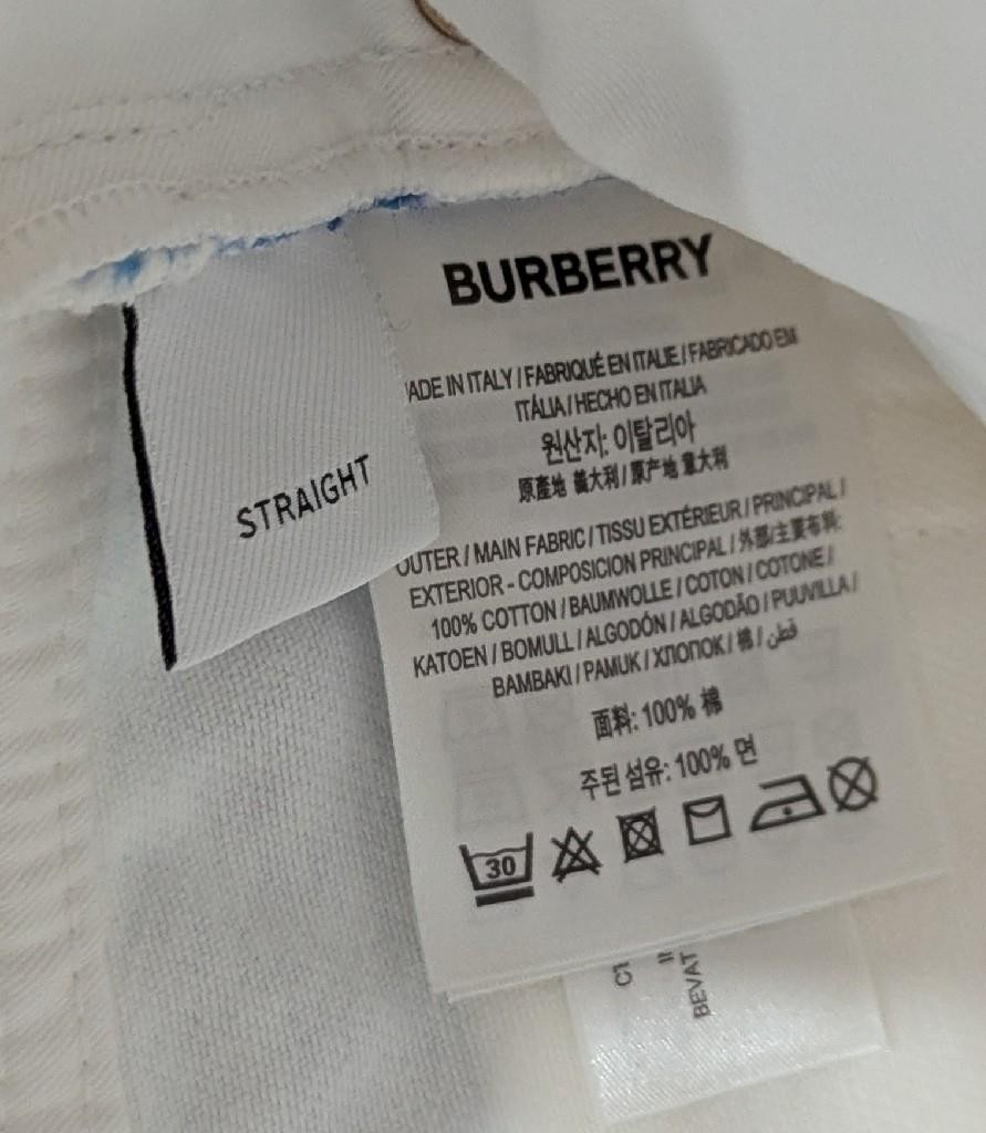 $1550 Mens BURBERRY Mermaid Tail Printed Straight Leg Denim Jeans White 34