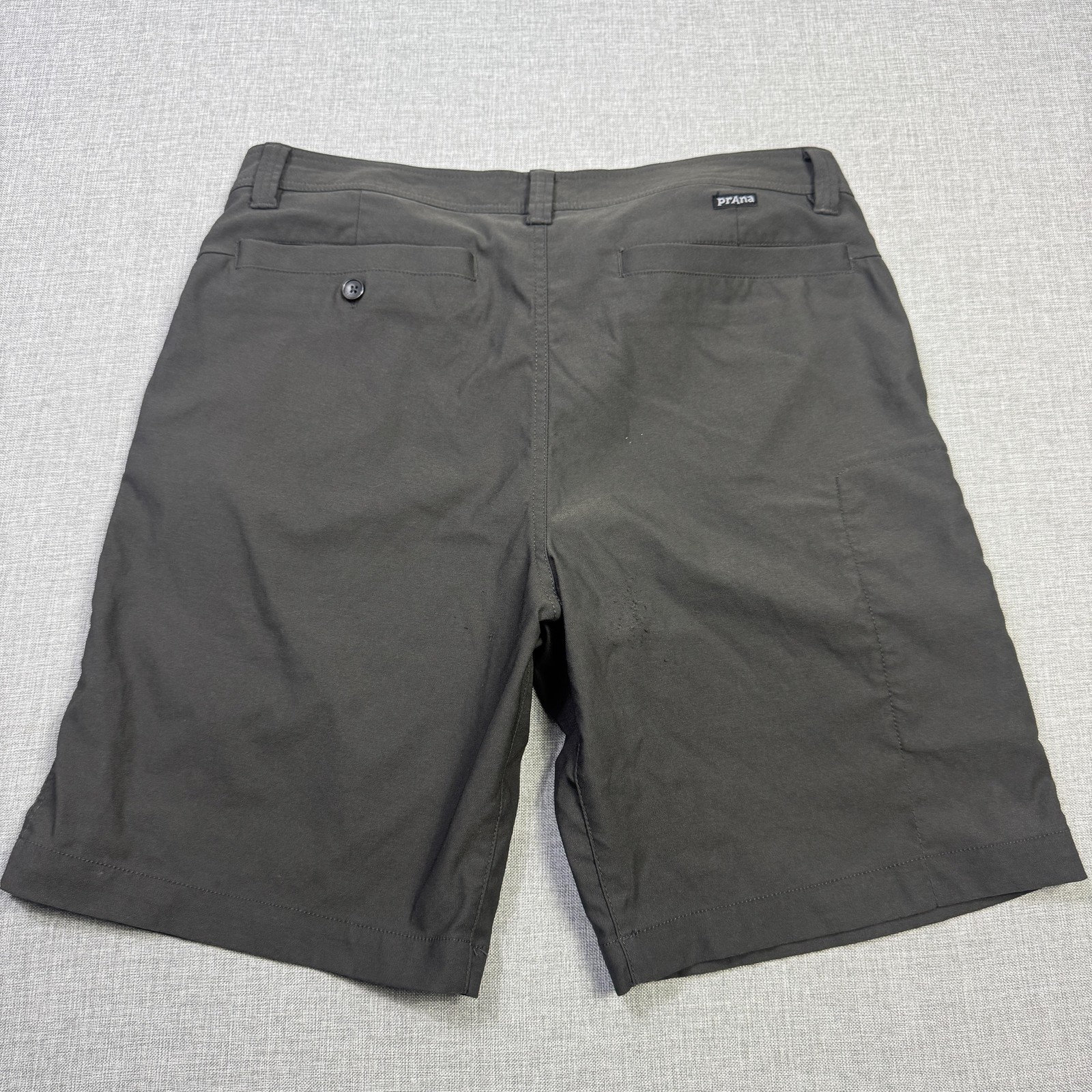 PrAna Chino Shorts Mens 34 Gray Hiking Nylon Polyester Spandex 9″ Inseam