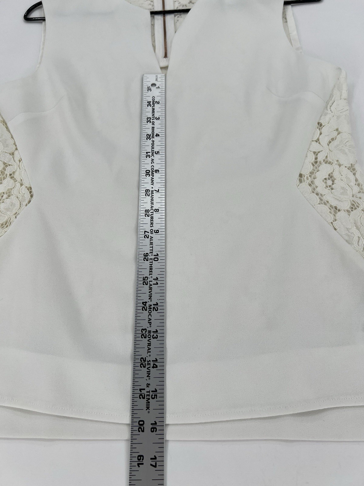 Ted Baker London Ivory Lace Panel Shell Top Size 2 Sleeveless Career Blouse