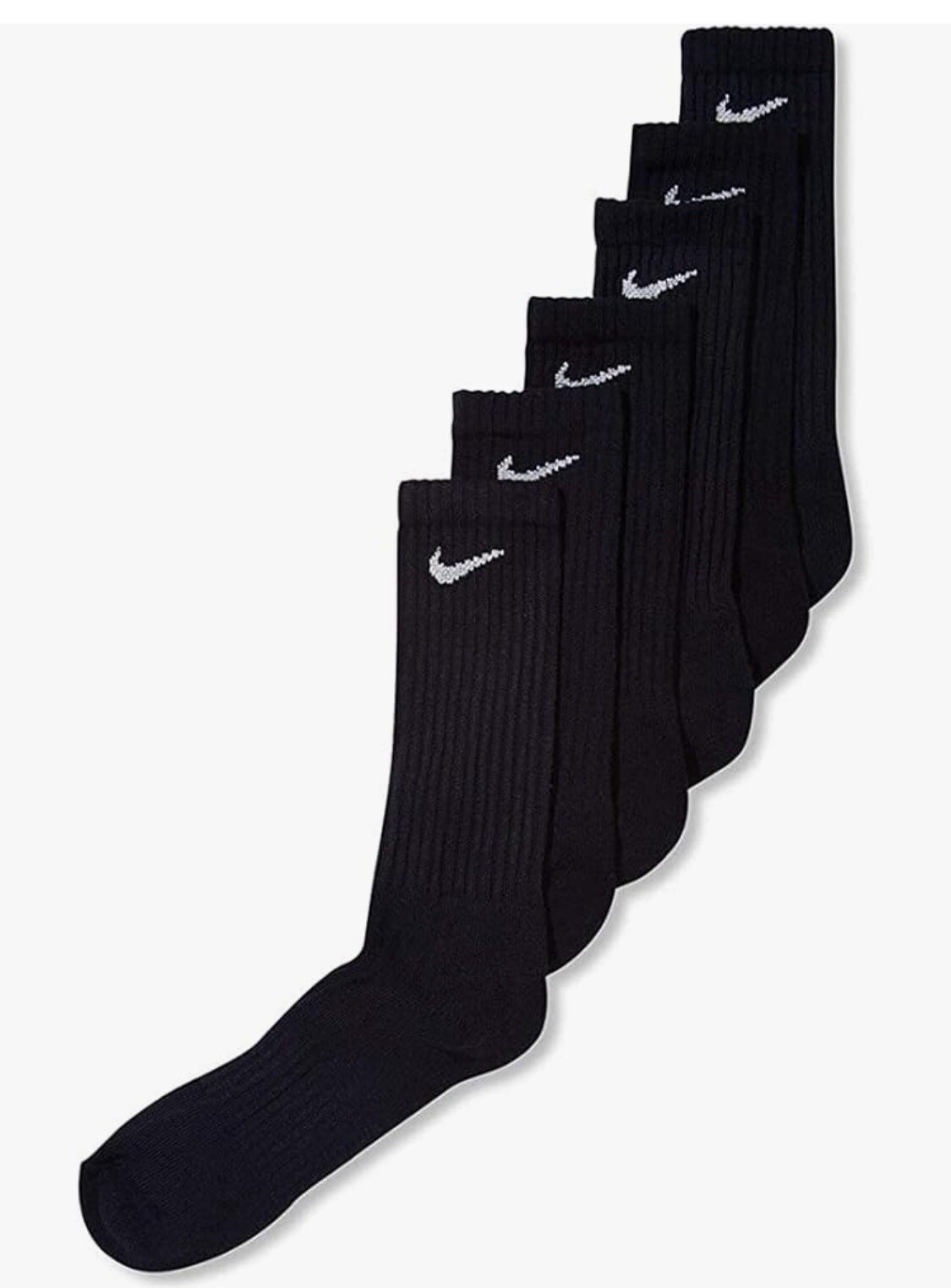 Nike Dri Fit Dry Cushioned Cotton Crew Socks 6 Pairs L