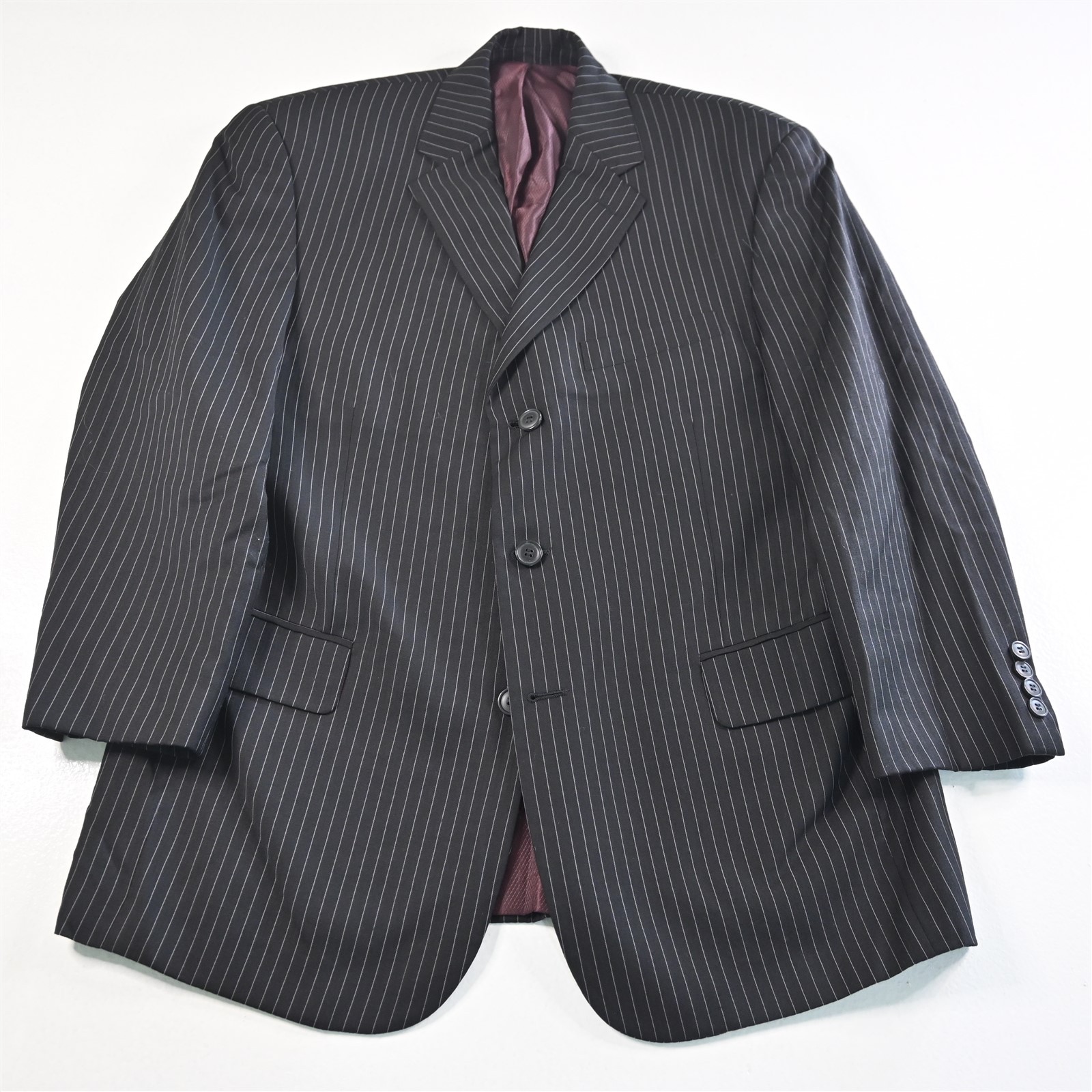 Lineage 42S 33×30 Black Striped Super 140s Mens Jacket Pants Suit