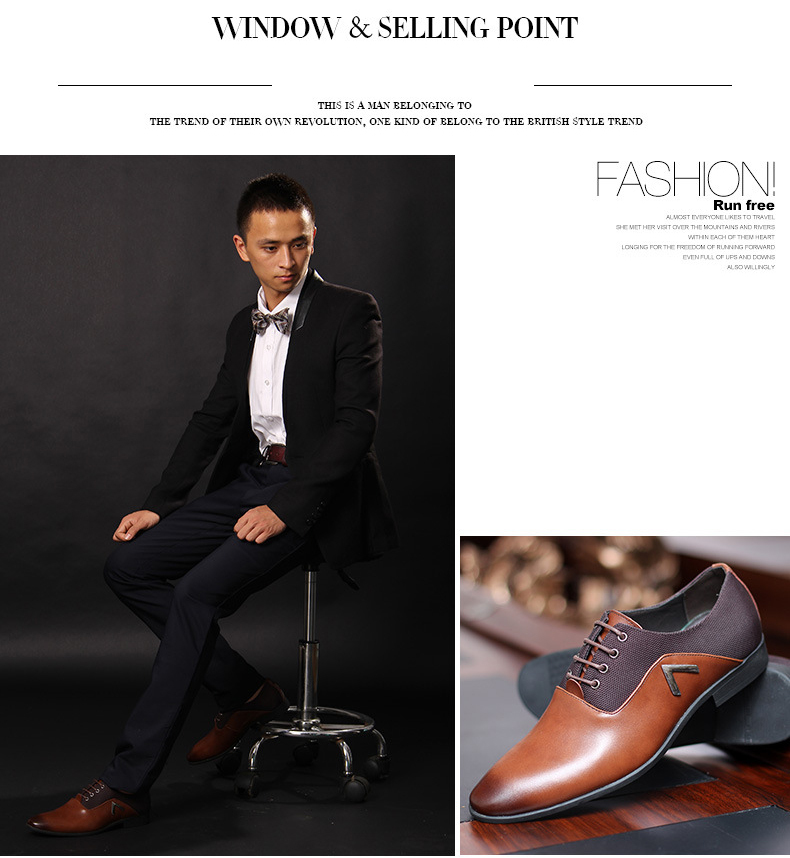 Men Business Dress Formal Leather Shoes Flat Oxfords Loafers Lace Up Pointy Toe