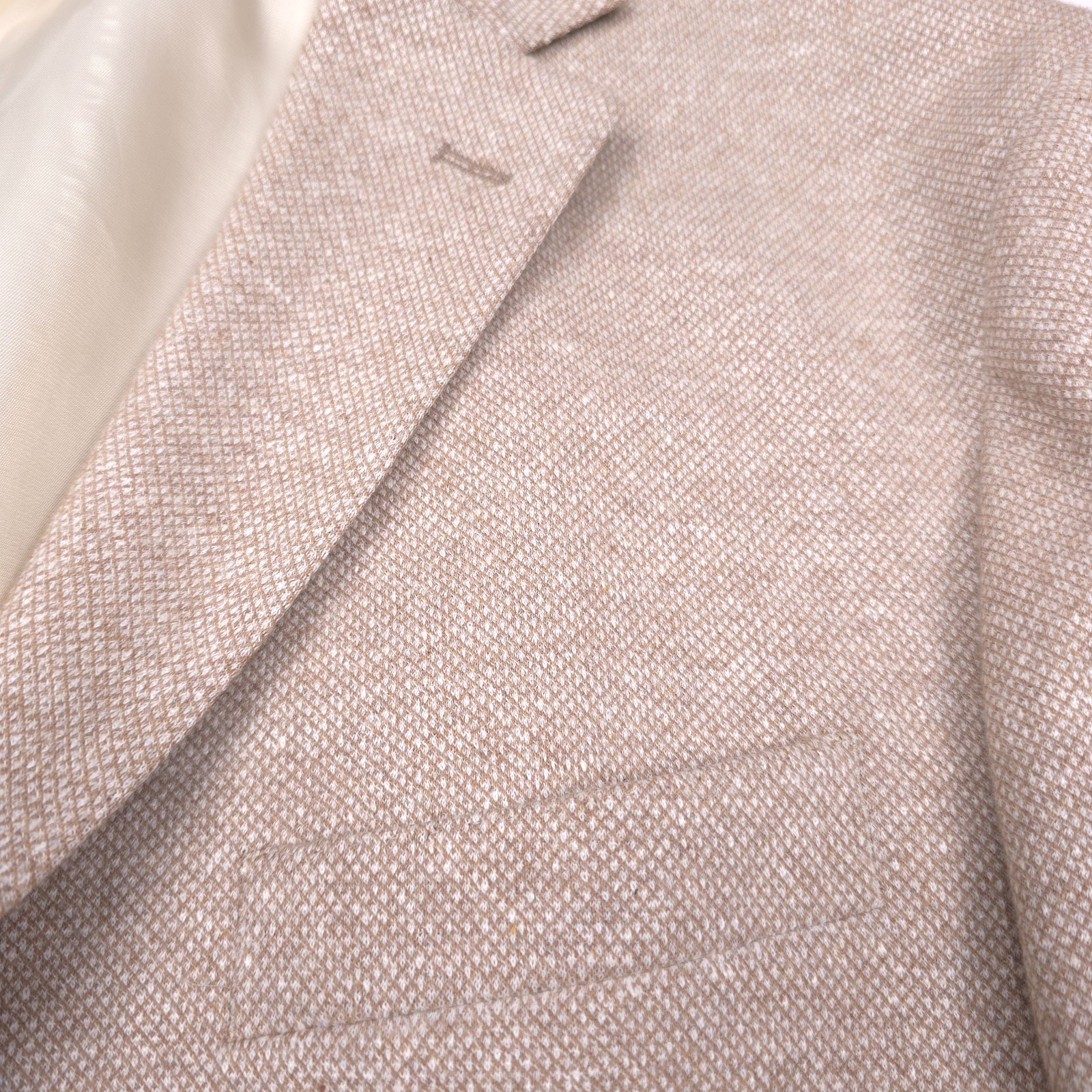 Bloomingdales Jersey Unstructured Sport Coat Mens 46R Oatmeal Tan Blazer Jacket