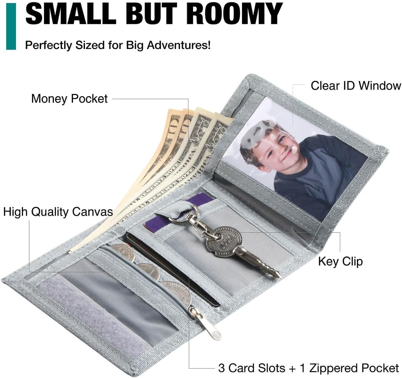 Kids Wallet for Boys, Little Boys Wallet for Kids Ages 4-5-6-7-8-9-10-11-12, Mon