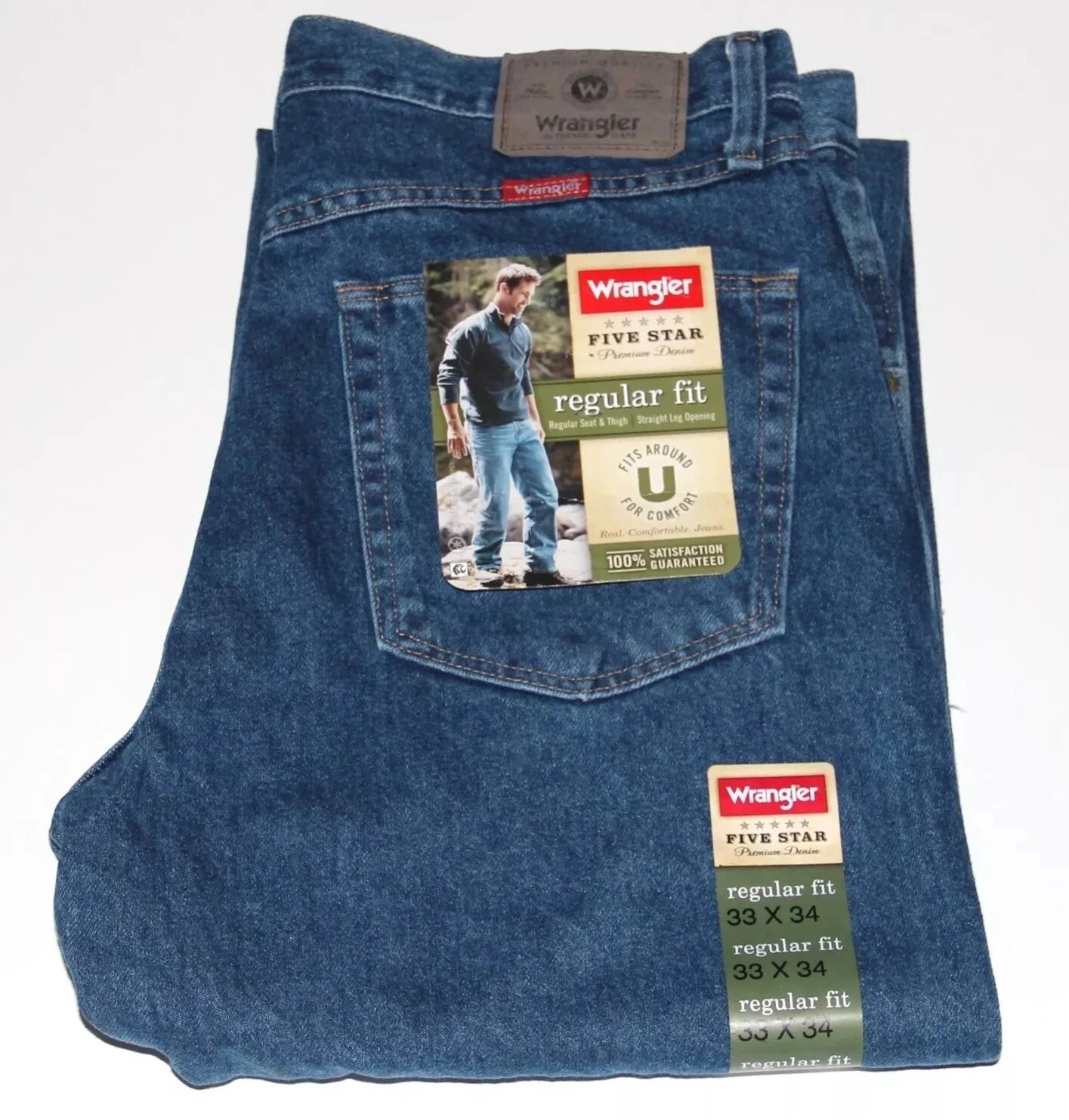 Wrangler Regular Fit Men’s Jeans Straight Leg 100% Cotton Denim Size 29×30