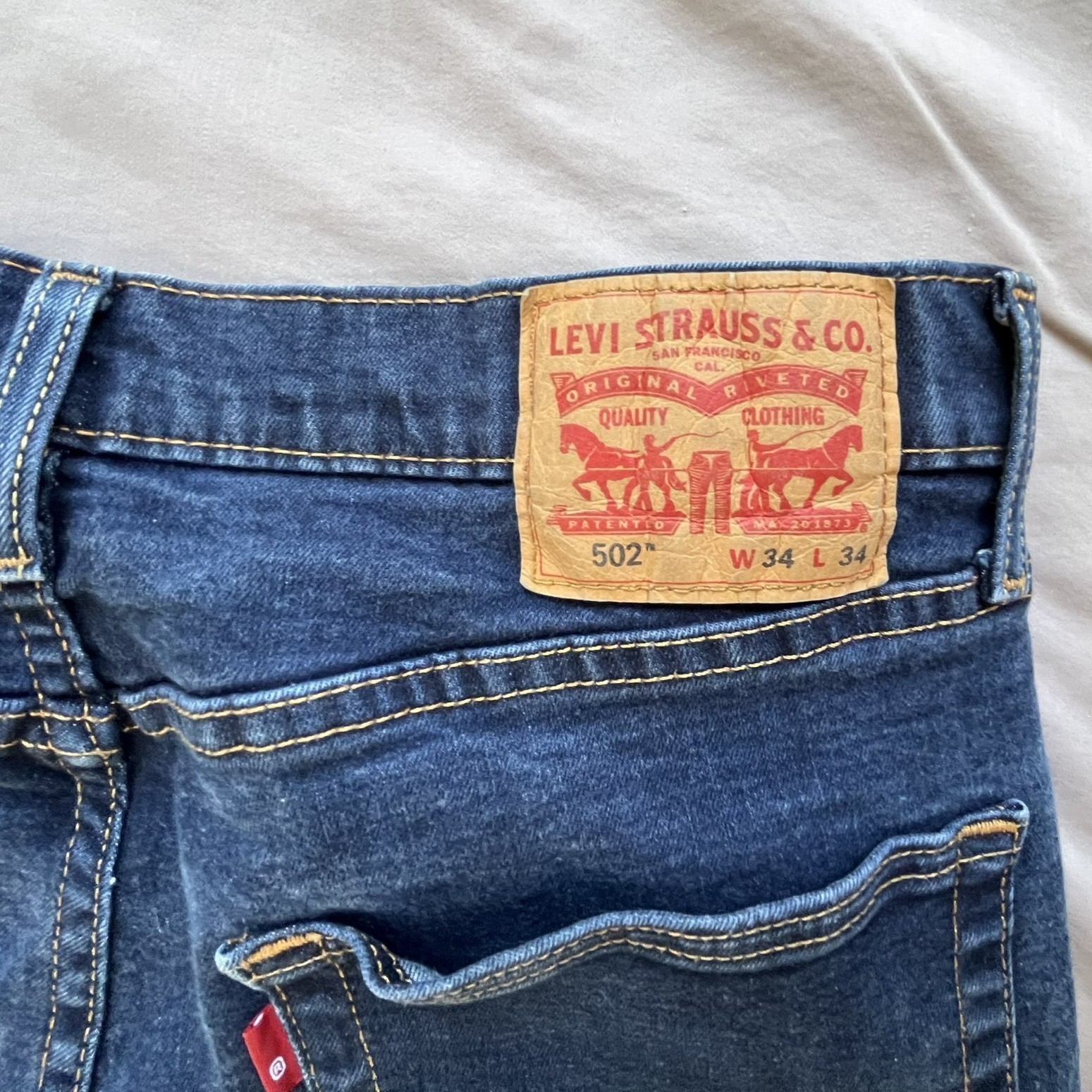Levi’s 502 Jeans Men’s 34×34 Blue Dark Wash Denim