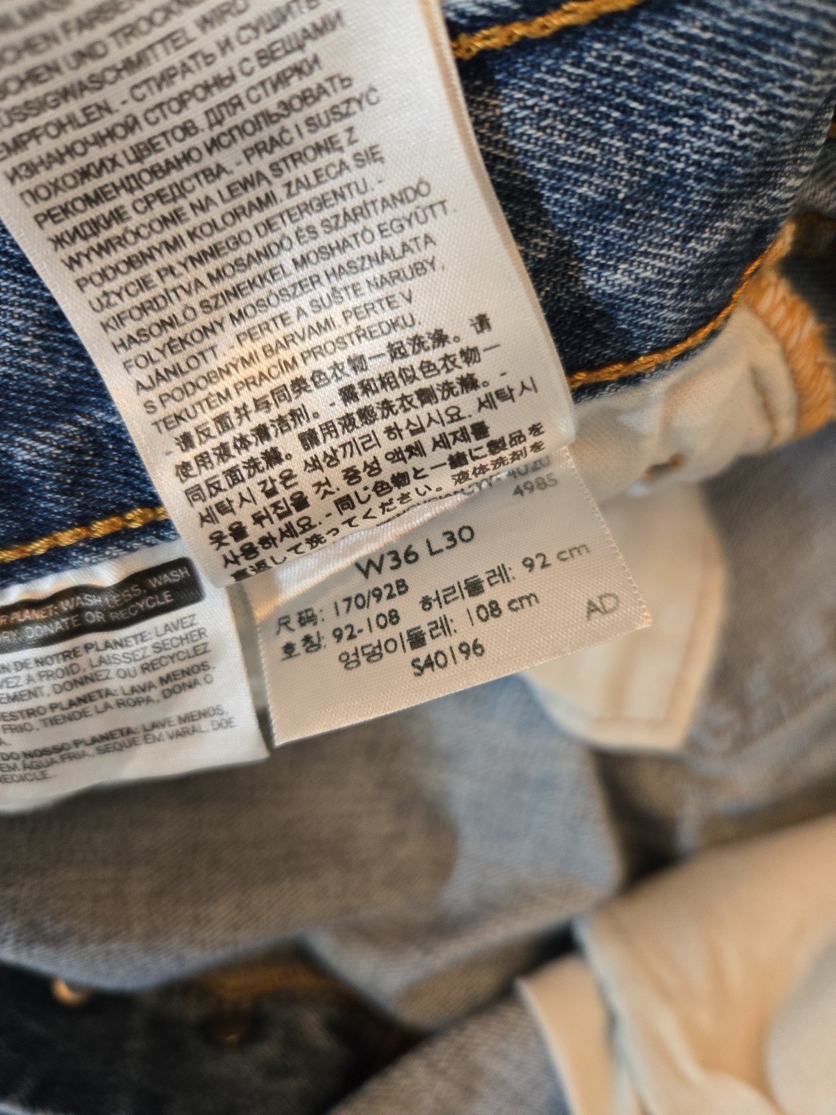 Mens Levi’s 501 Button Fly Straight Leg Blue Stone Wash Red Tag 36W 30L UGC