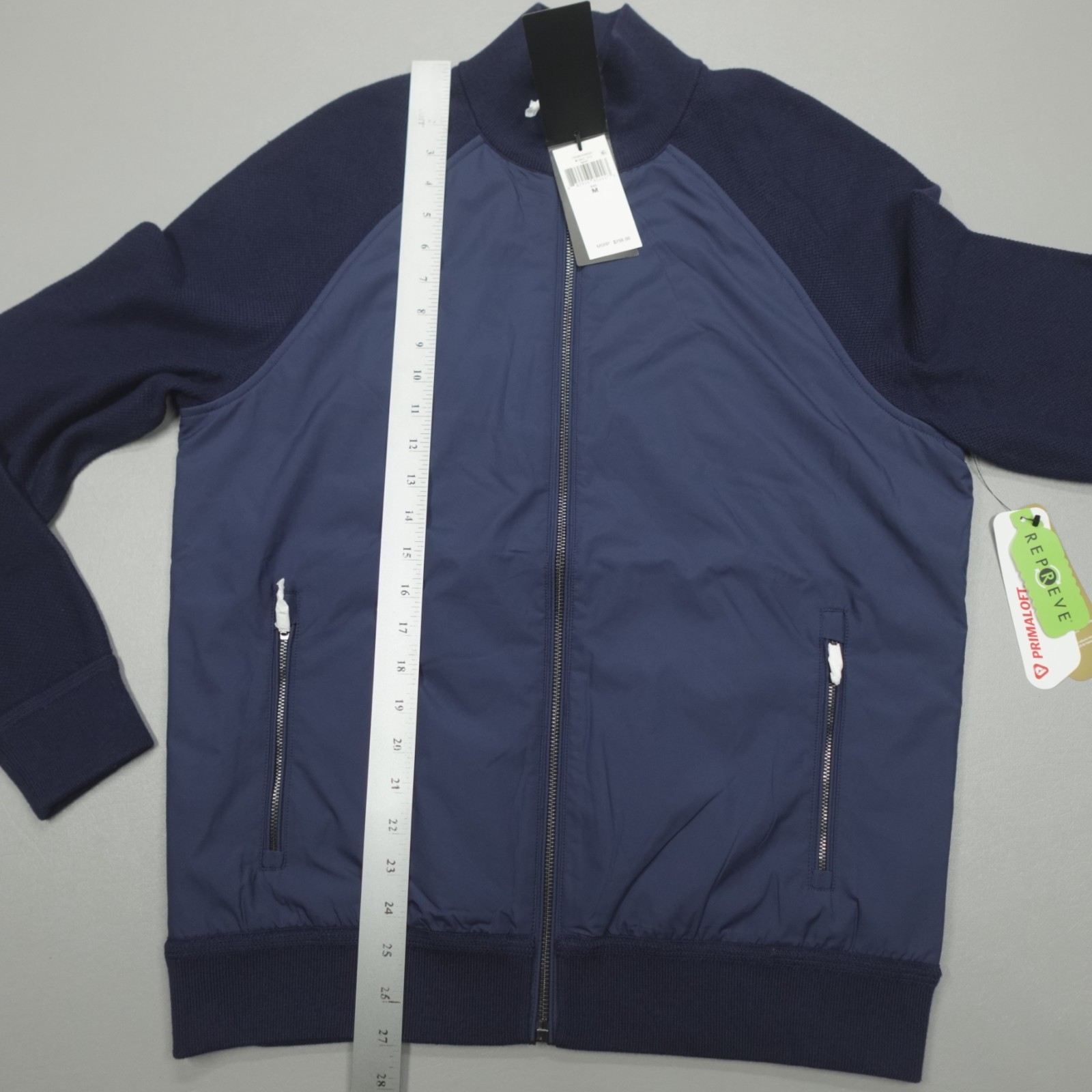 RLX Ralph Lauren Men’s Hybrid Full Zip Sweater Golf Navy Jacket Primaloft $298