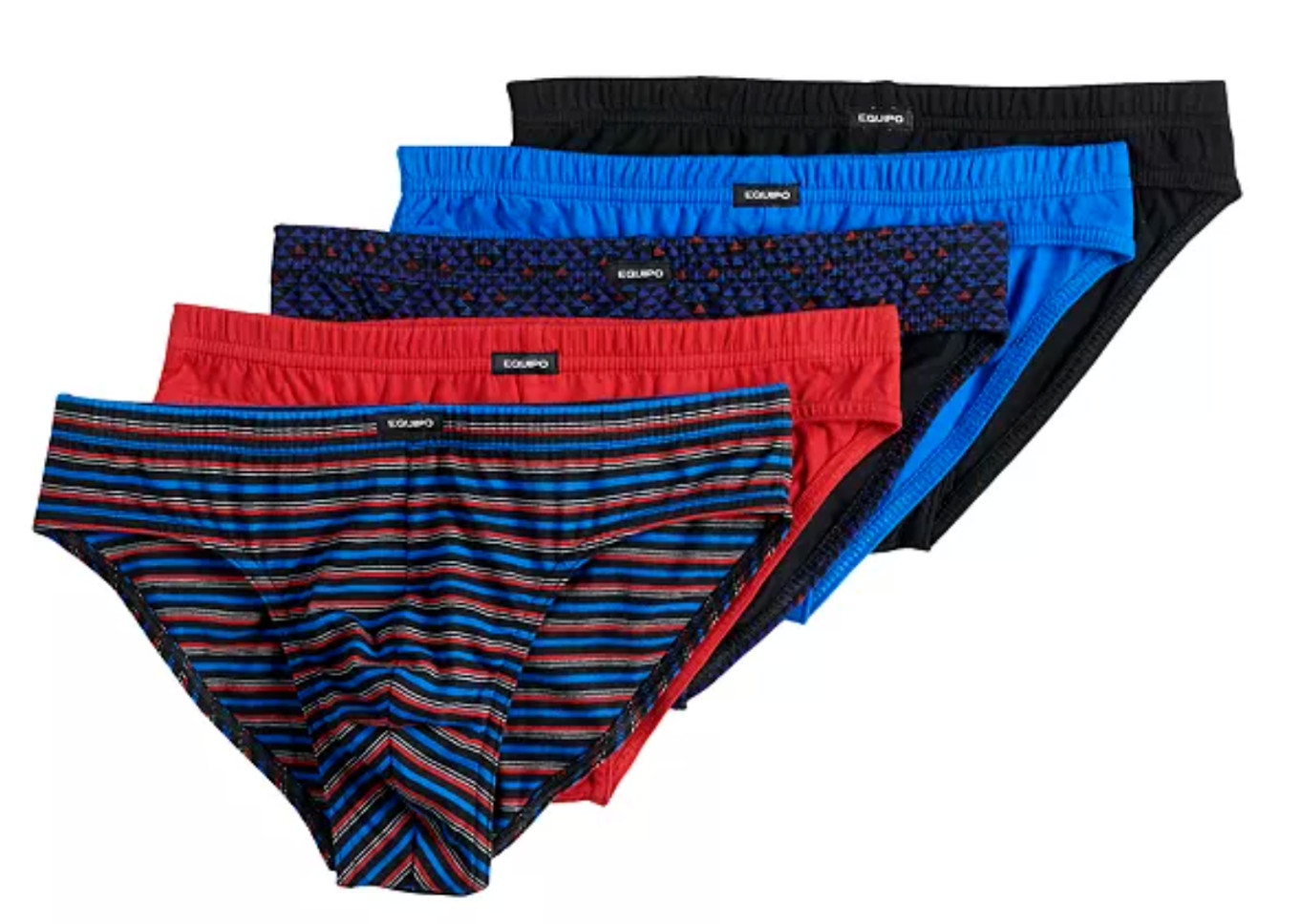 Men’s Equipo (5Pack) Bikini Briefs (Red-Black) No Fly Premium Cotton Underwear
